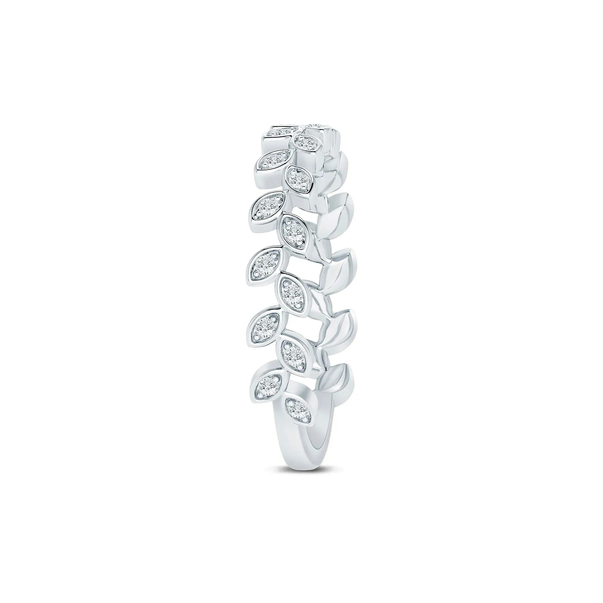 1/7 CT. Tw. Lab Grown Diamond Floral Stack Anniversary Band Ring 10K White Gold Size 8 1mm - Image 3