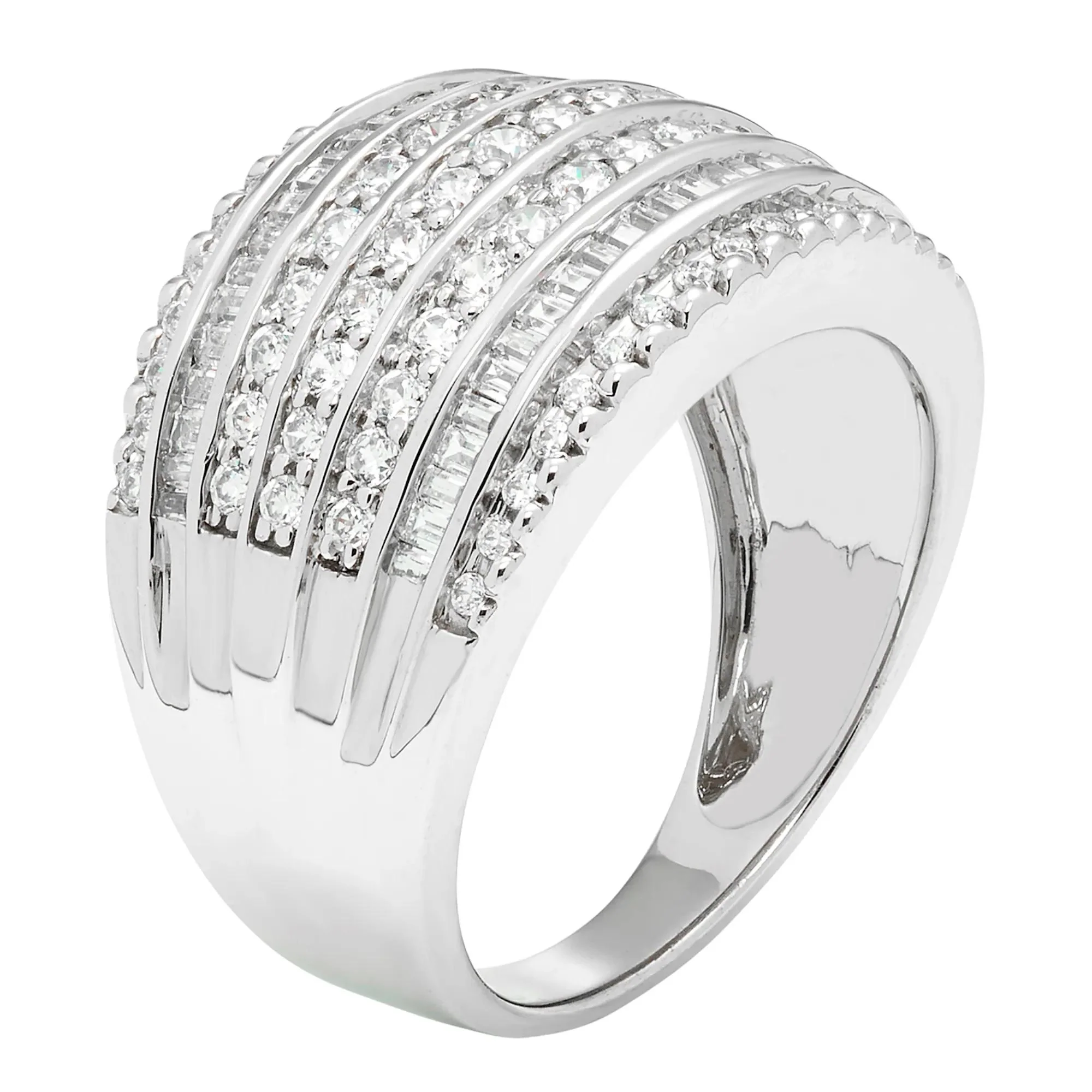 1 CT. Tw. Diamond Multi-Row Anniversary Band Ring 10K White Gold Size 6 - Image 3