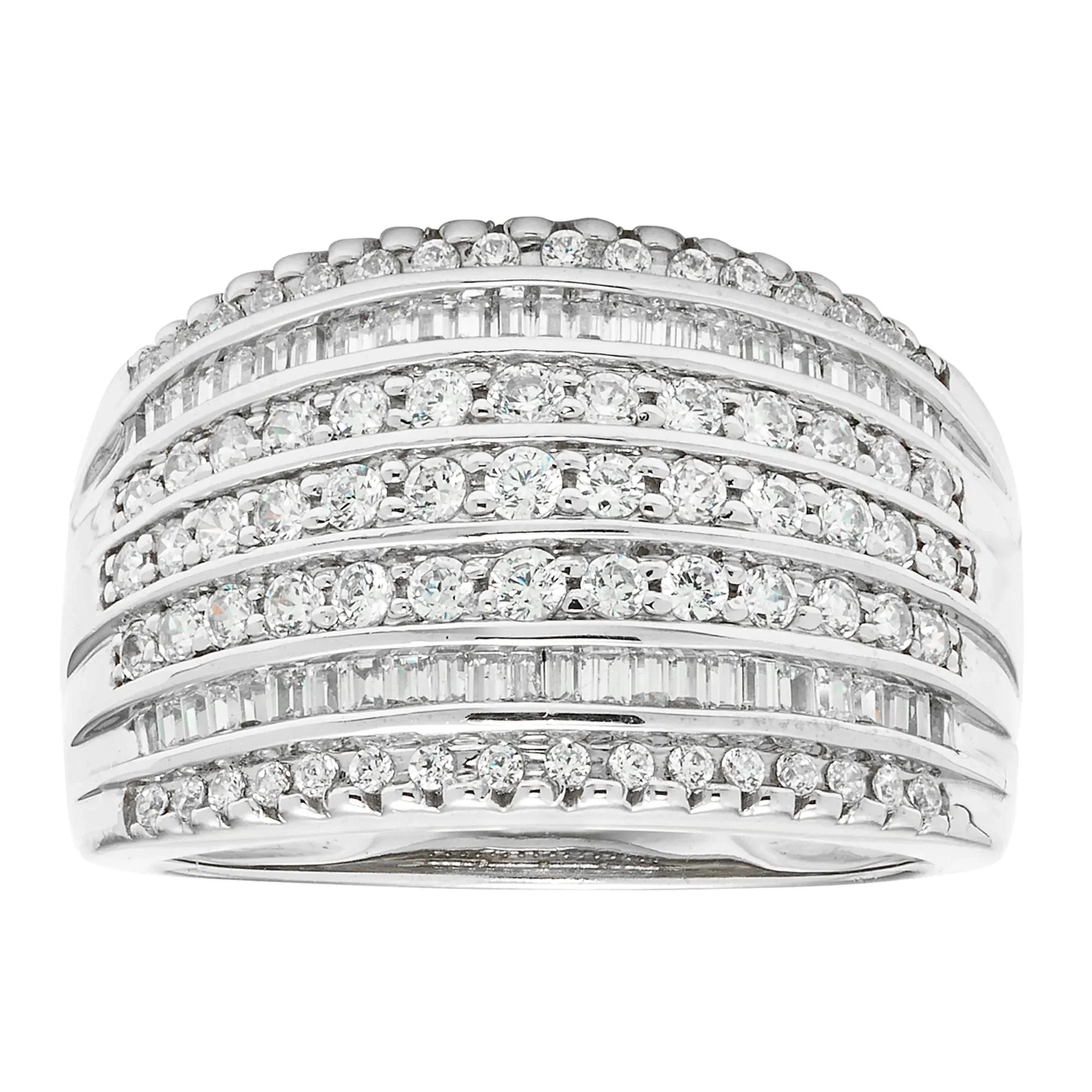1 CT. Tw. Diamond Multi-Row Anniversary Band Ring 10K White Gold Size 7.5