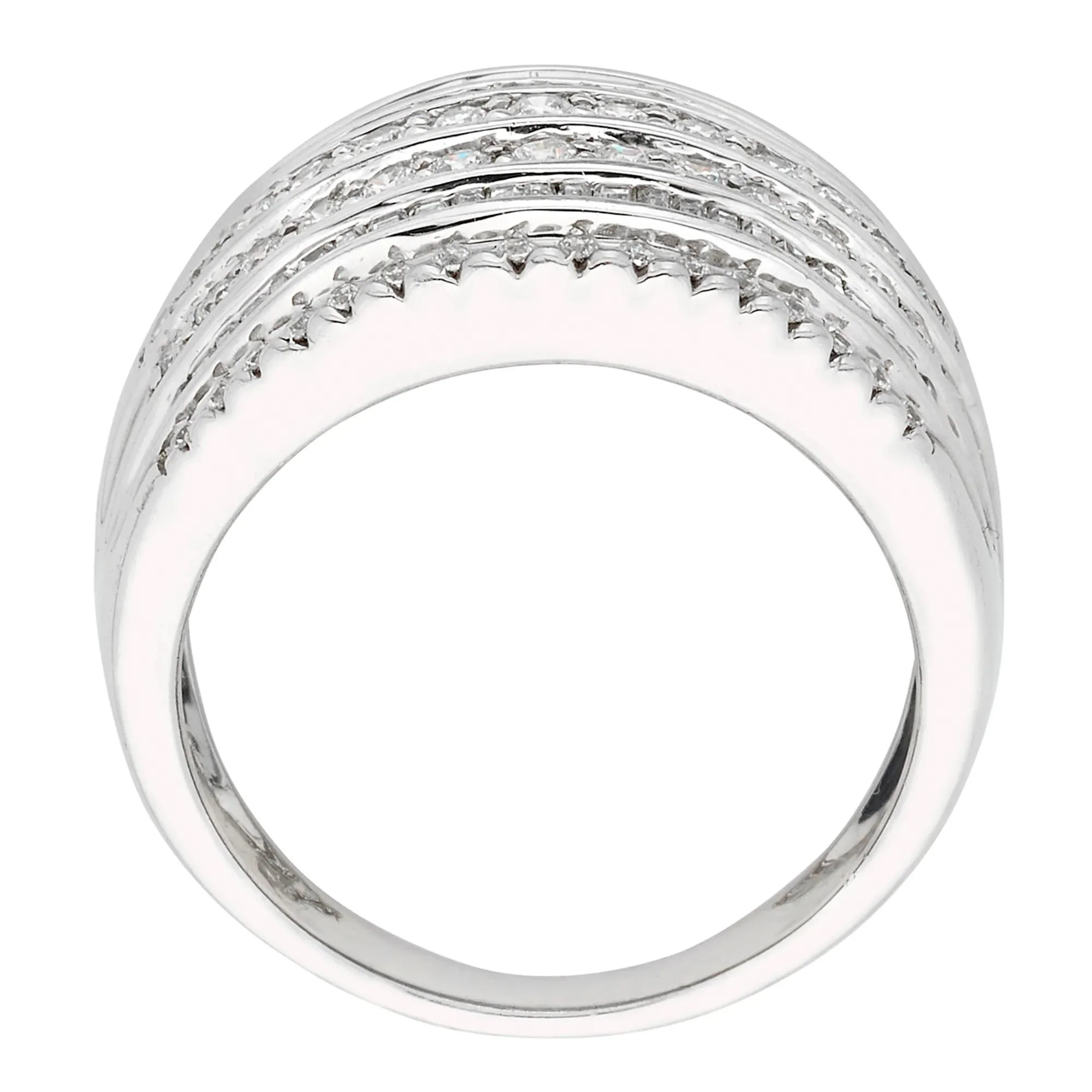 1 CT. Tw. Diamond Multi-Row Anniversary Band Ring 10K White Gold Size 7.5 - Image 2