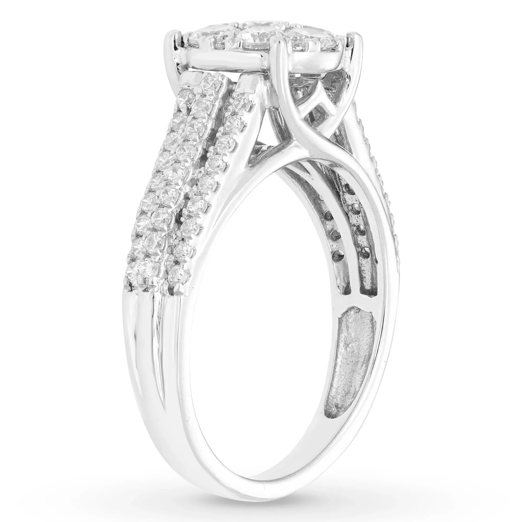 1 CT. Tw. Diamond Composite Engagement Ring 10K White Gold Round Brilliant Cut Size 7.5 - Image 2