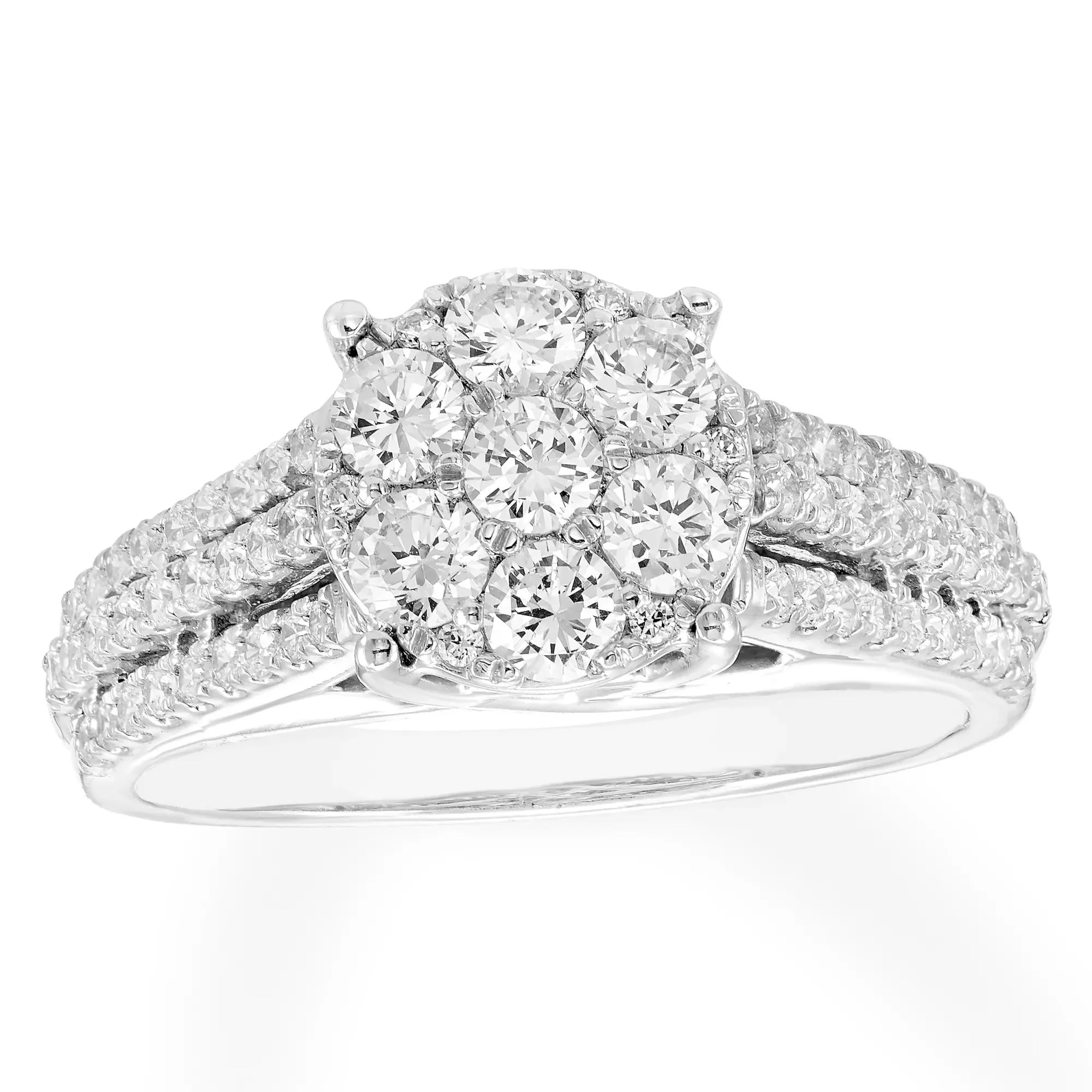 1 CT. Tw. Diamond Composite Engagement Ring 10K White Gold Round Brilliant Cut Size 7.5 - Image 3