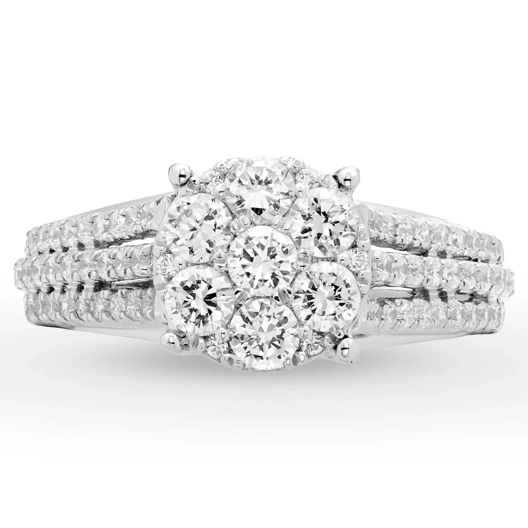1 CT. Tw. Diamond Composite Engagement Ring 10K White Gold Round Brilliant Cut Size 8.5