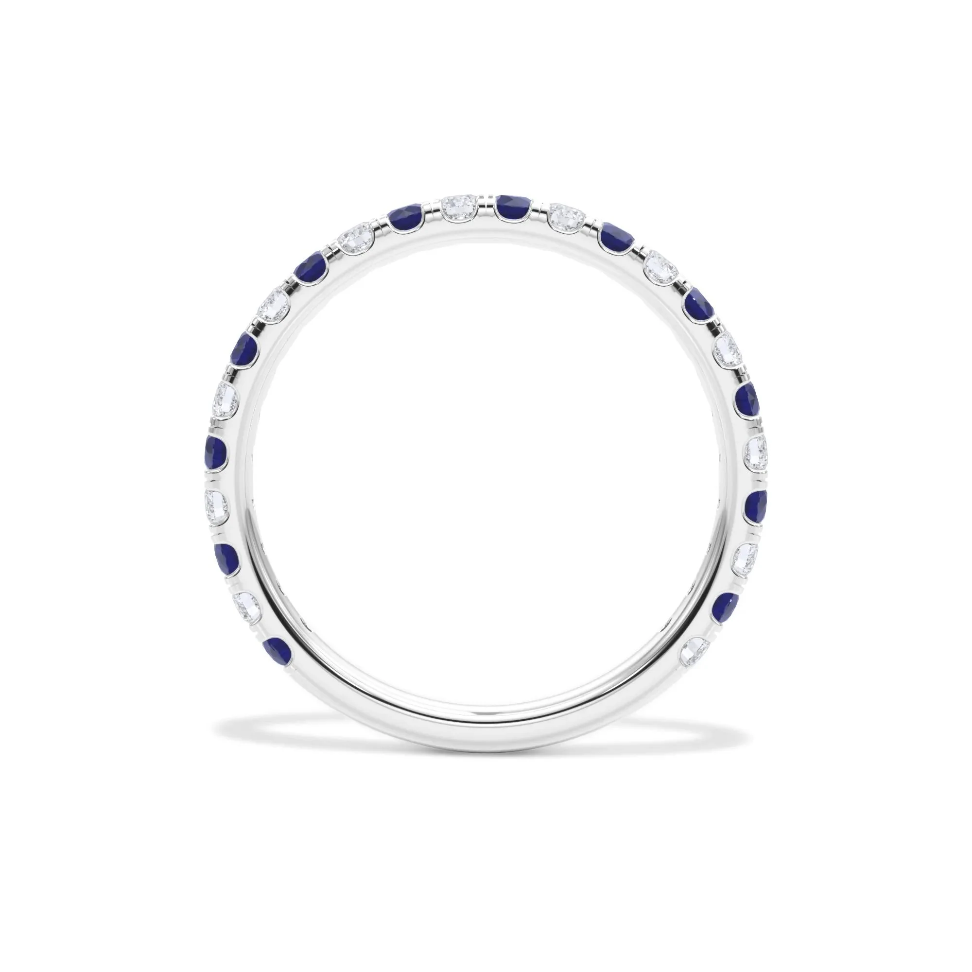 1/3 CT. Tw. Lab Grown Diamond & Lab-Created Sapphire Anniversary Band Ring 14K White Gold Size 6.5 3mm - Image 2