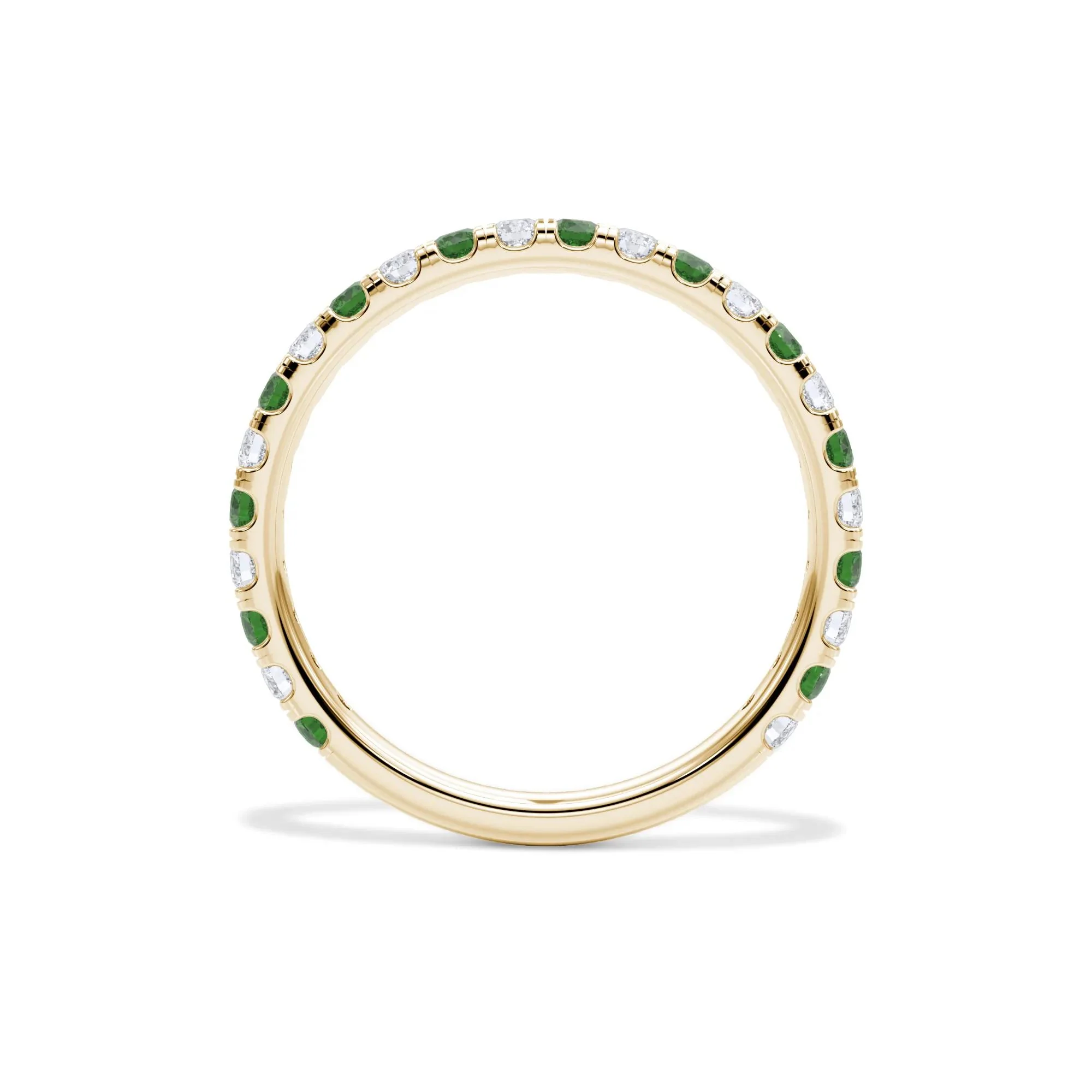 1/3 CT. Tw. Lab Grown Diamond & Lab-Created Emerald Anniversary Band Ring 14K Yellow Gold Size 6.5 3mm - Image 2