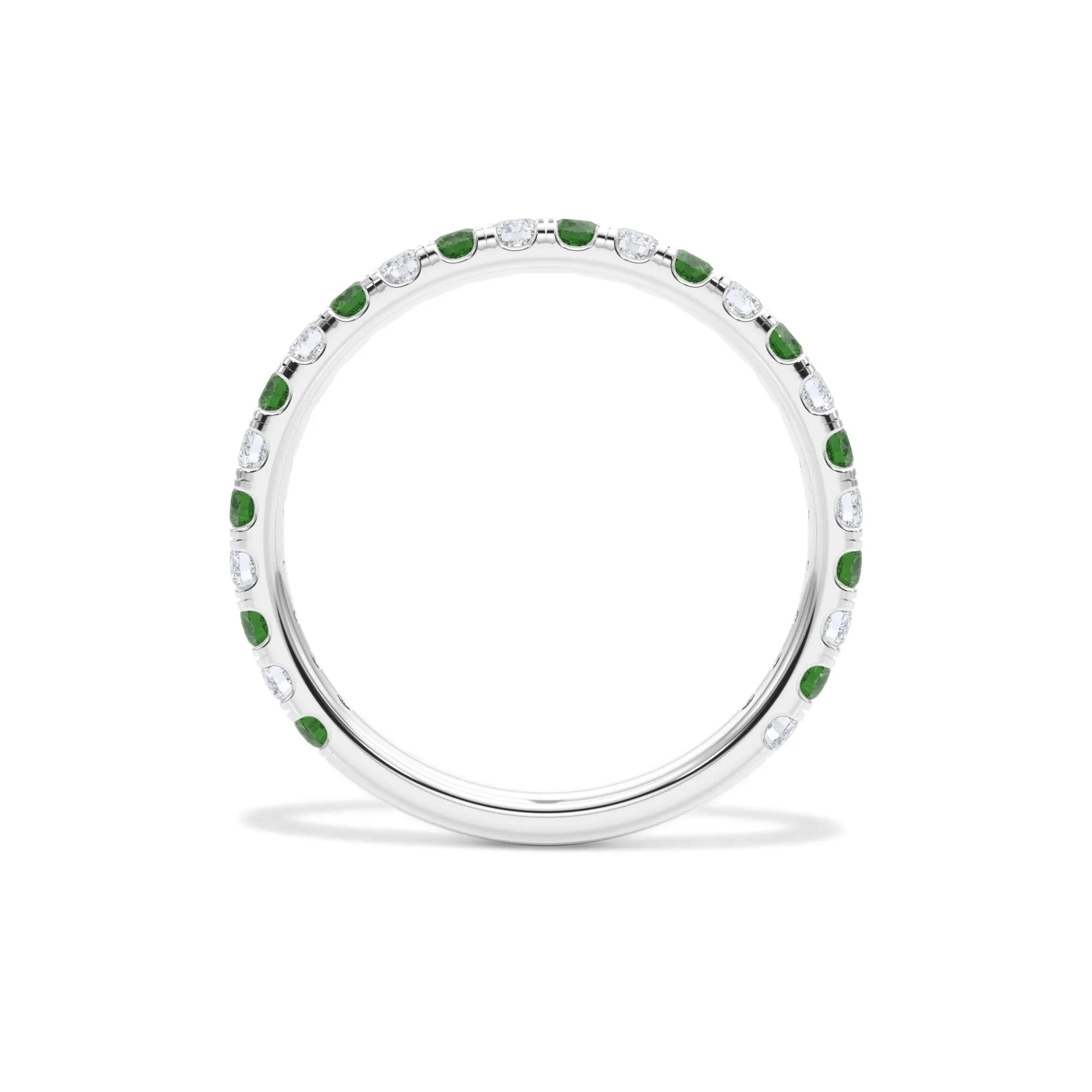 1/3 CT. Tw. Lab Grown Diamond & Lab-Created Emerald Anniversary Band Ring Platinum White Size 6 3mm - Image 2