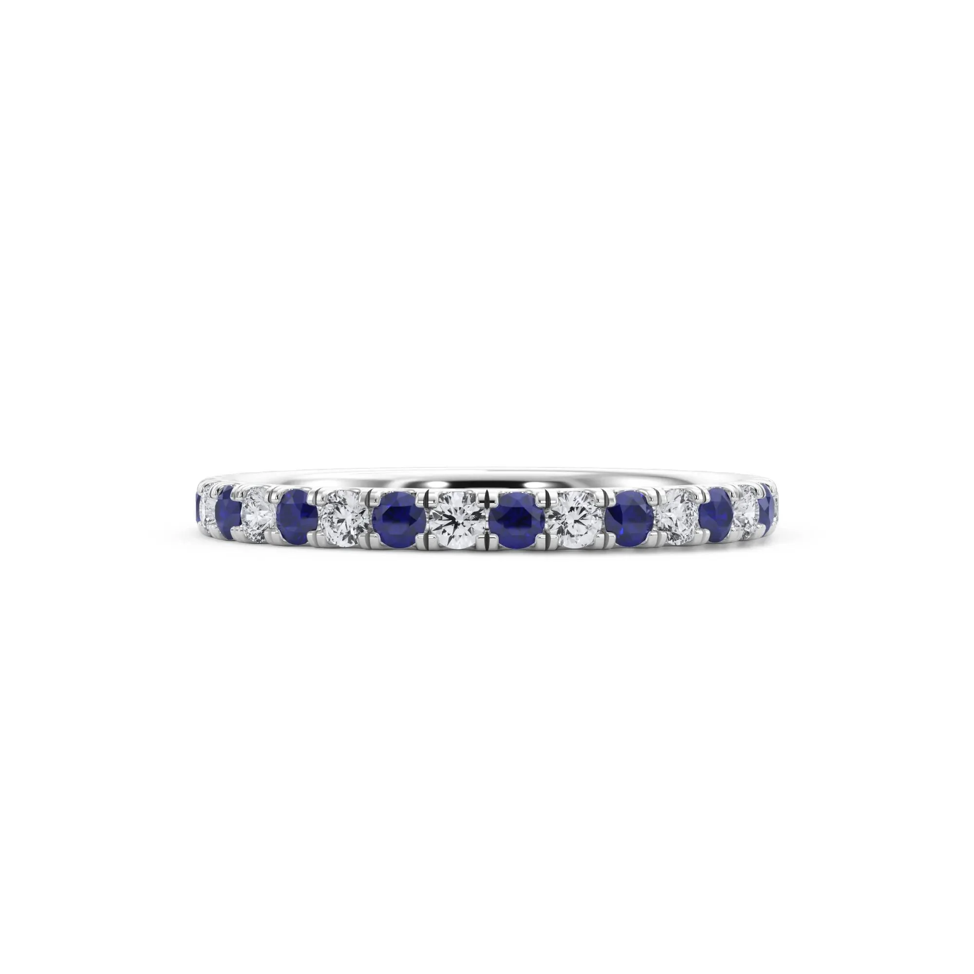 1/3 CT. Tw. Lab Grown Diamond & Lab-Created Sapphire Anniversary Band Ring Platinum White Size 5.5 3mm