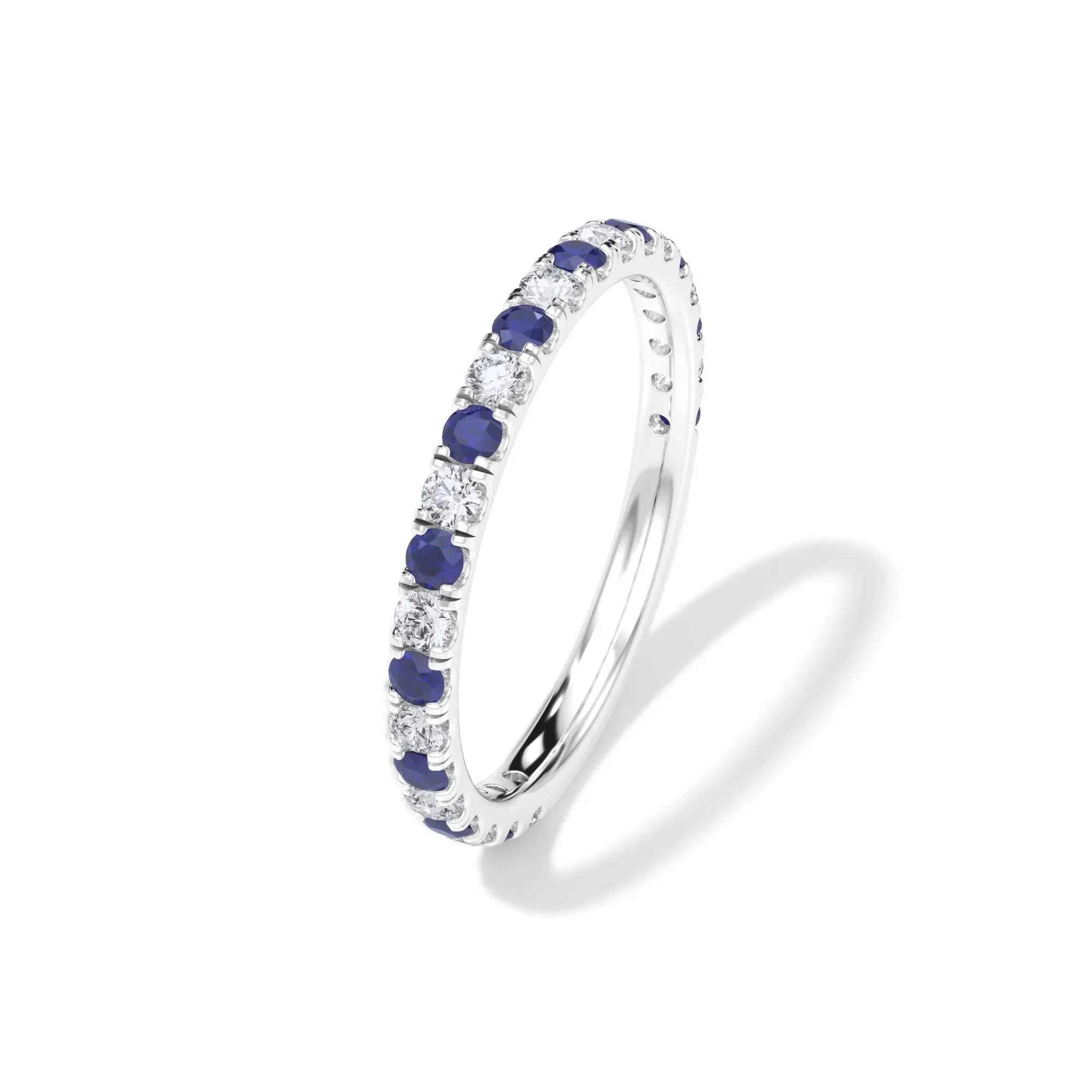 1/3 CT. Tw. Lab Grown Diamond & Lab-Created Sapphire Anniversary Band Ring Platinum White Size 8.5 3mm - Image 4