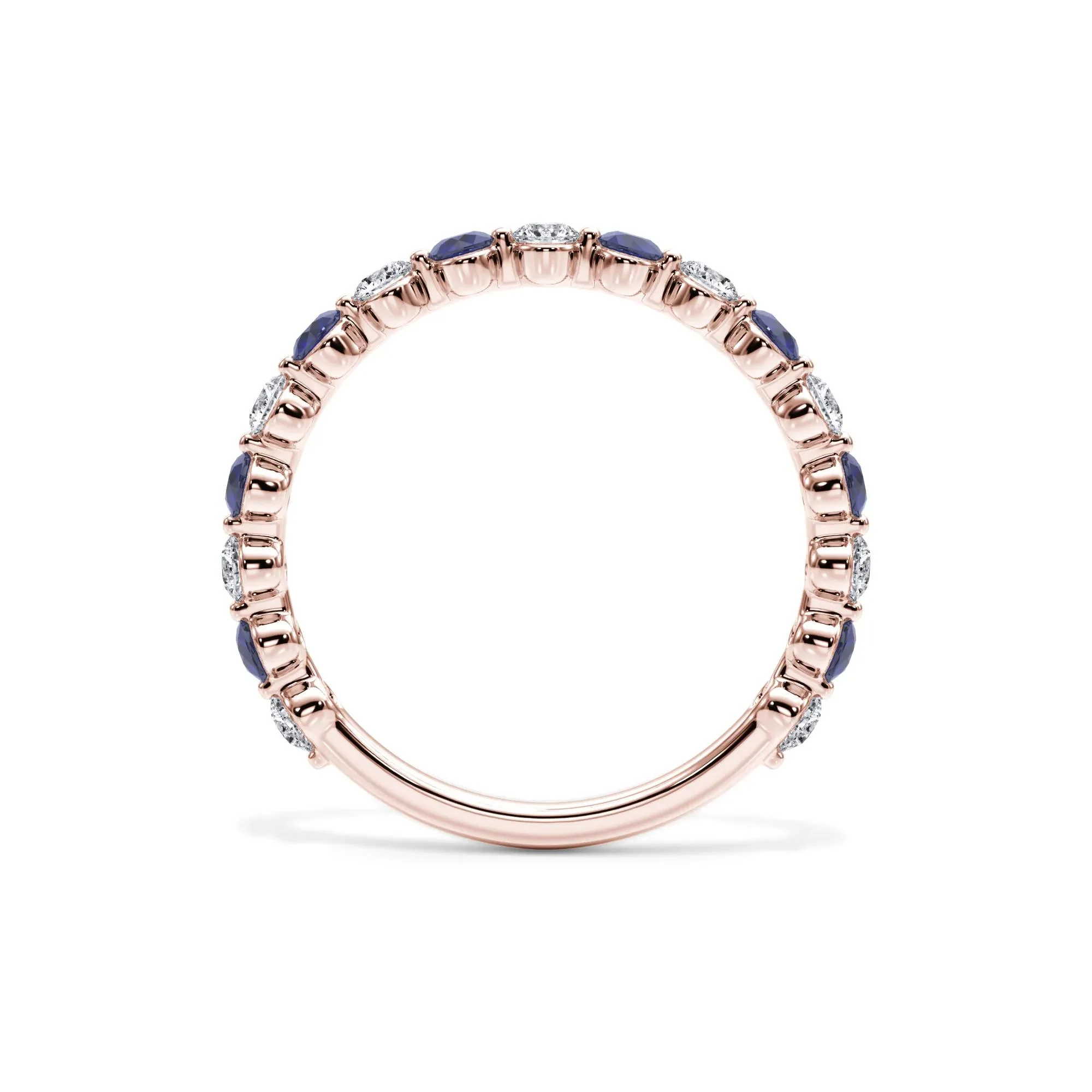 1/3 CT. Tw. Lab Grown Diamond & Lab-Created Sapphire Half Eternity Anniversary Band Ring 14K Rose Gold Size 6 3mm - Image 2