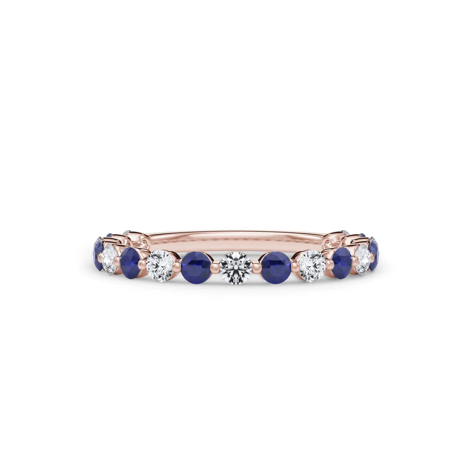 1/3 CT. Tw. Lab Grown Diamond & Lab-Created Sapphire Half Eternity Anniversary Band Ring 14K Rose Gold Size 8 3mm
