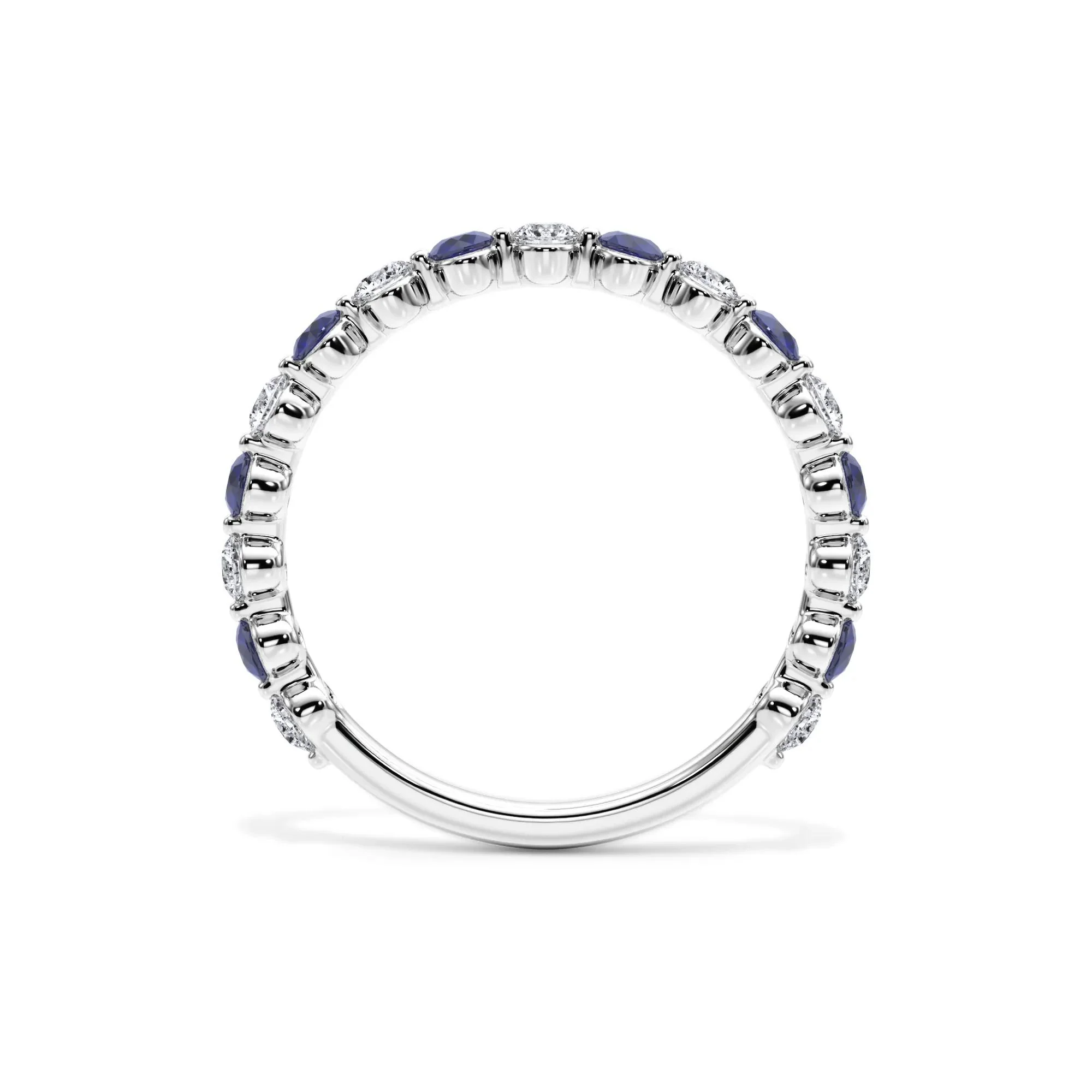 1/3 CT. Tw. Lab Grown Diamond & Lab-Created Sapphire Half Eternity Anniversary Band Ring 14K White Gold Size 9 3mm - Image 2