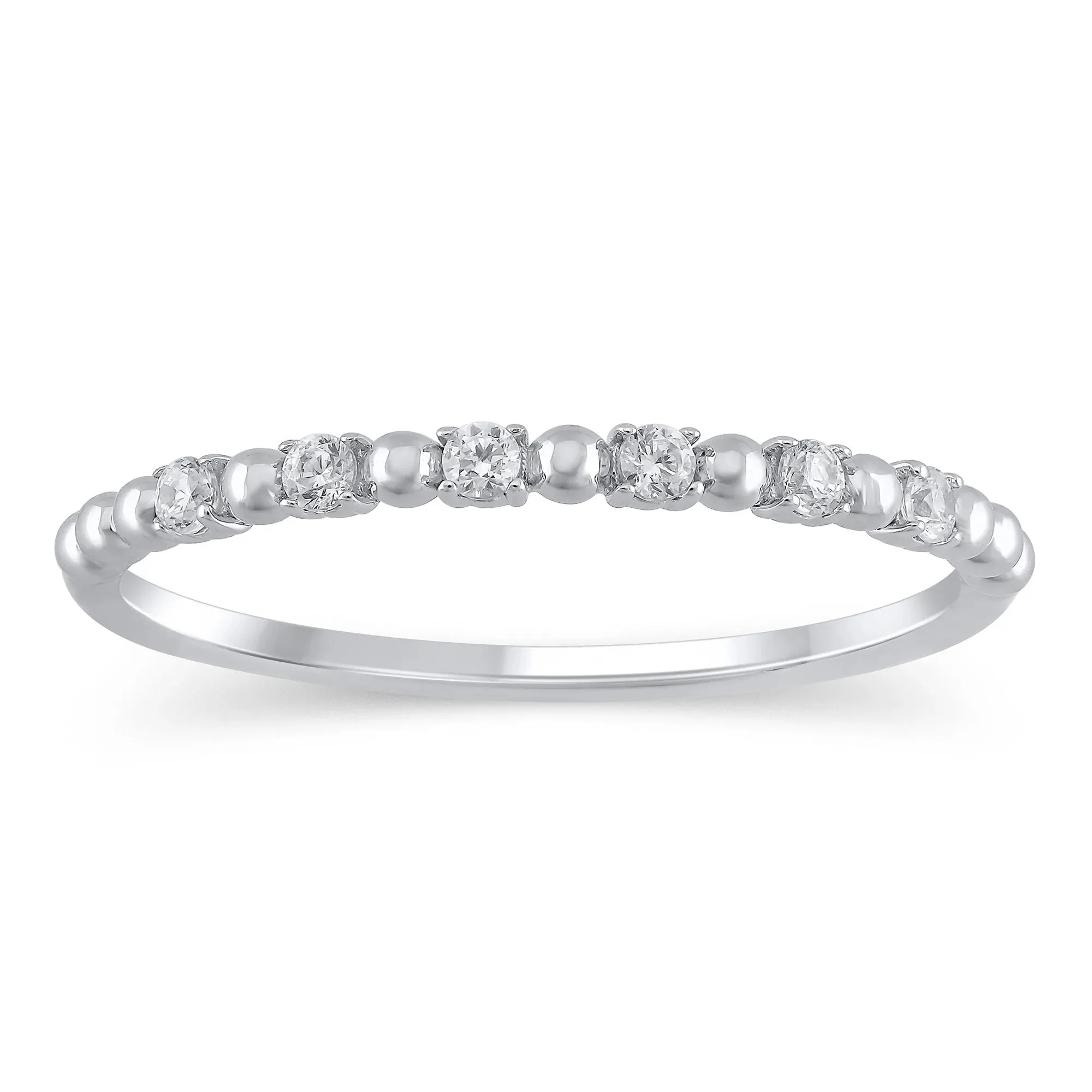 1/10 CT. Tw. Lab Grown Diamond Stack Anniversary Band Ring 10K White Gold Size 8 1.5mm