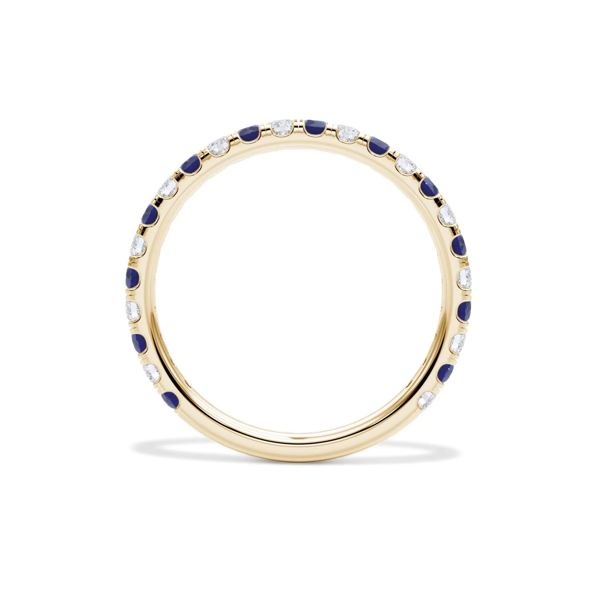 1/3 CT. Tw. Lab Grown Diamond & Lab-Created Sapphire Anniversary Band Ring 14K Yellow Gold Size 6 3mm - Image 2