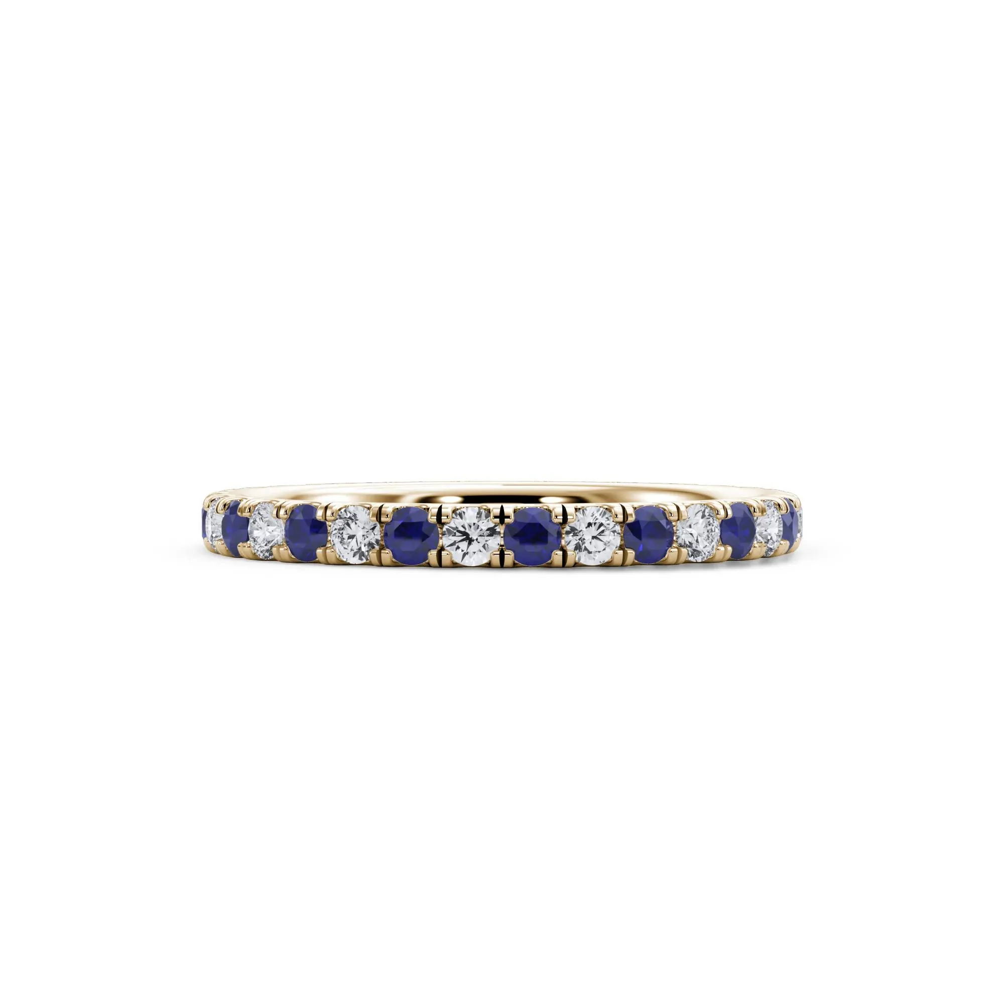 1/3 CT. Tw. Lab Grown Diamond & Lab-Created Sapphire Anniversary Band Ring 14K Yellow Gold Size 8 3mm