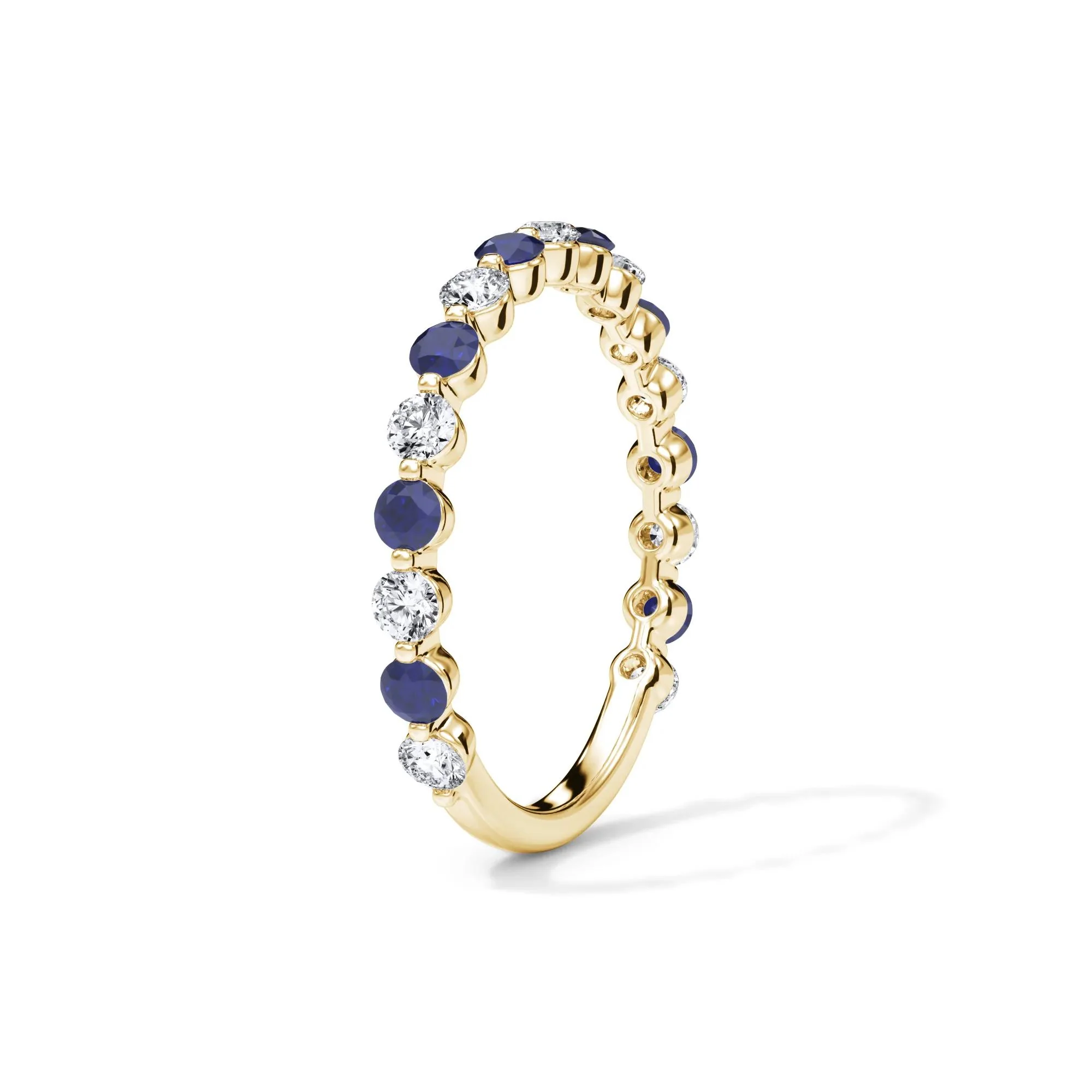 1/3 CT. Tw. Lab Grown Diamond & Lab-Created Sapphire Half Eternity Anniversary Band Ring 14K Yellow Gold Size 7.5 3mm - Image 3