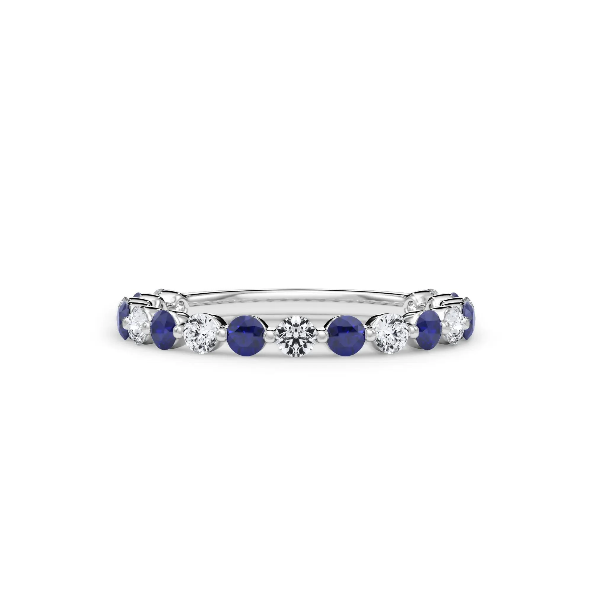 1/3 CT. Tw. Lab Grown Diamond & Lab-Created Sapphire Half Eternity Anniversary Band Ring Platinum White Size 7.5 3mm