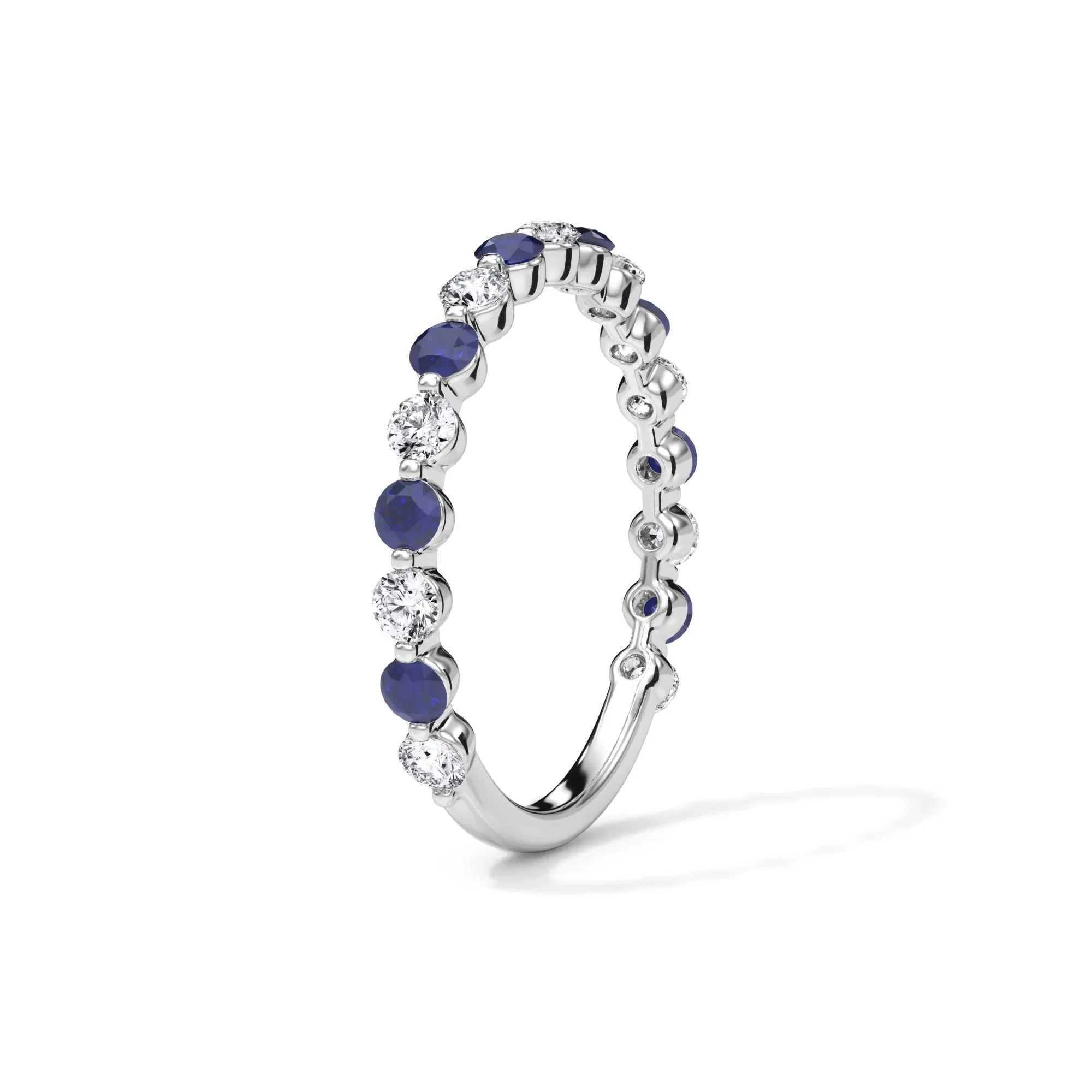 1/3 CT. Tw. Lab Grown Diamond & Lab-Created Sapphire Half Eternity Anniversary Band Ring Platinum White Size 7.5 3mm - Image 3