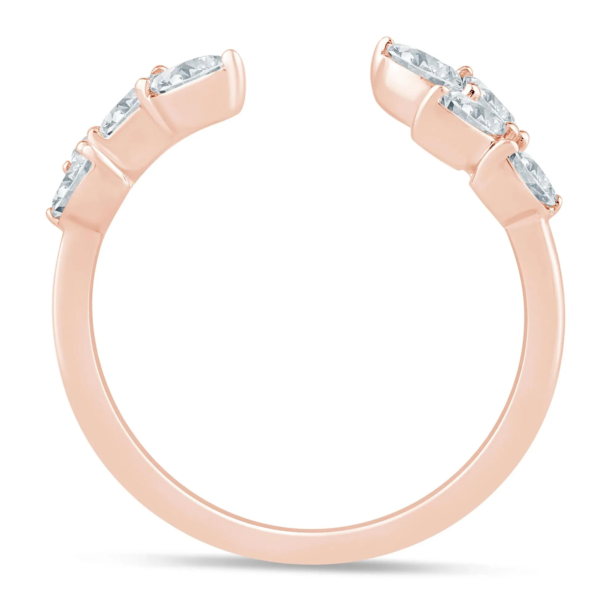 3/8 CT. Tw. Lab Grown Diamond Floral Open Anniversary Band Ring 14K Rose Gold Size 5 1mm - Image 2