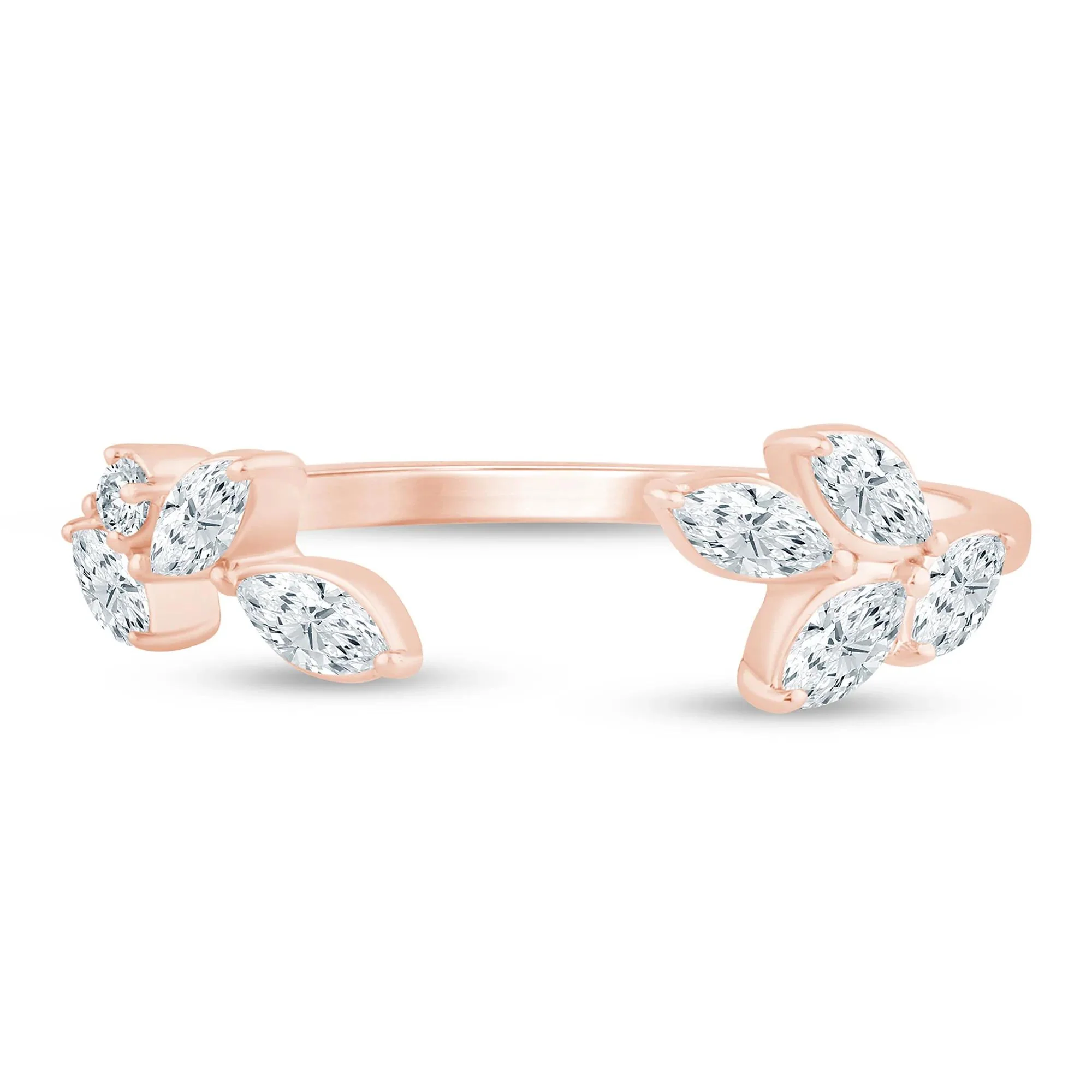 3/8 CT. Tw. Lab Grown Diamond Floral Open Anniversary Band Ring 14K Rose Gold Size 9 1mm