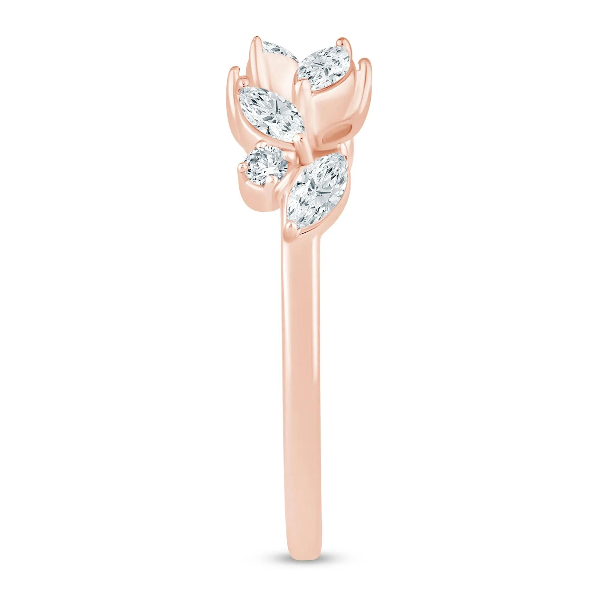 3/8 CT. Tw. Lab Grown Diamond Floral Open Anniversary Band Ring 14K Rose Gold Size 9 1mm - Image 3