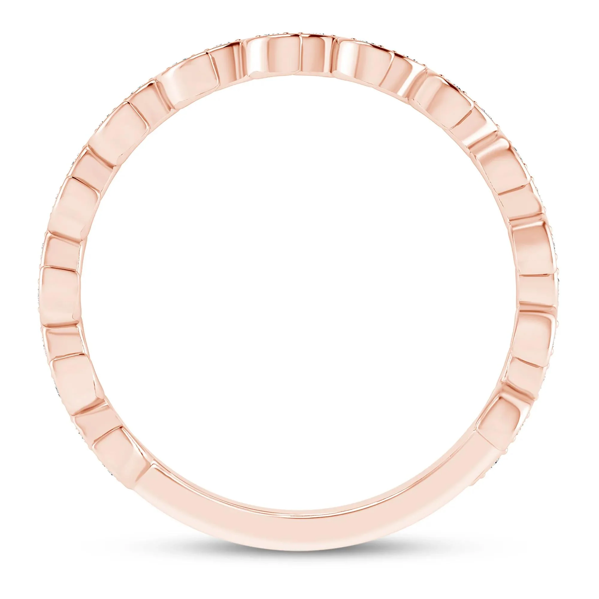 1/7 CT. Tw. Lab Grown Diamond Floral Stack Anniversary Band Ring 10K Rose Gold Size 5.5 1mm - Image 2