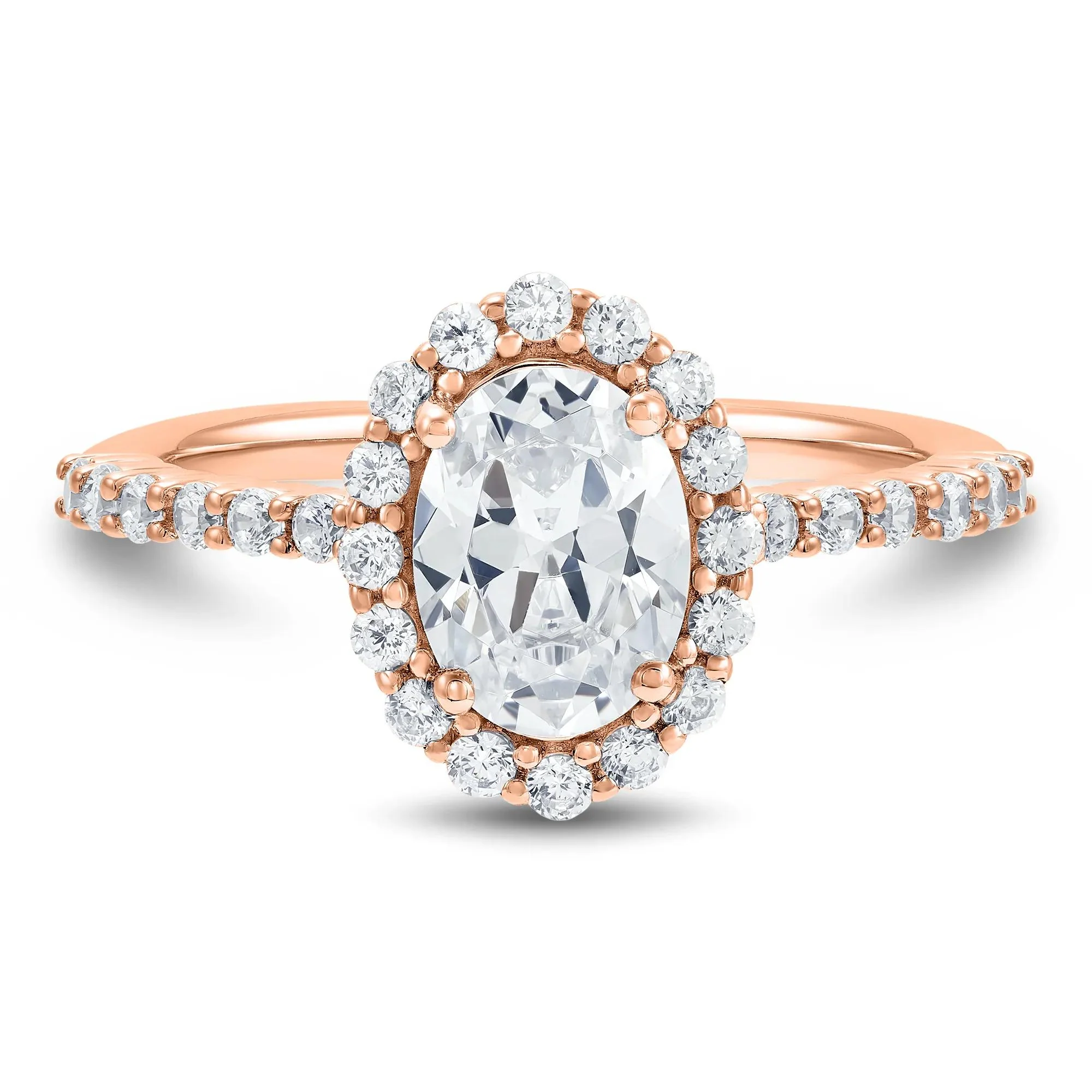 1 3/4 CT. Tw. Lab Grown Diamond Oval Halo Engagement Ring 14K Rose Gold Size 5 1mm