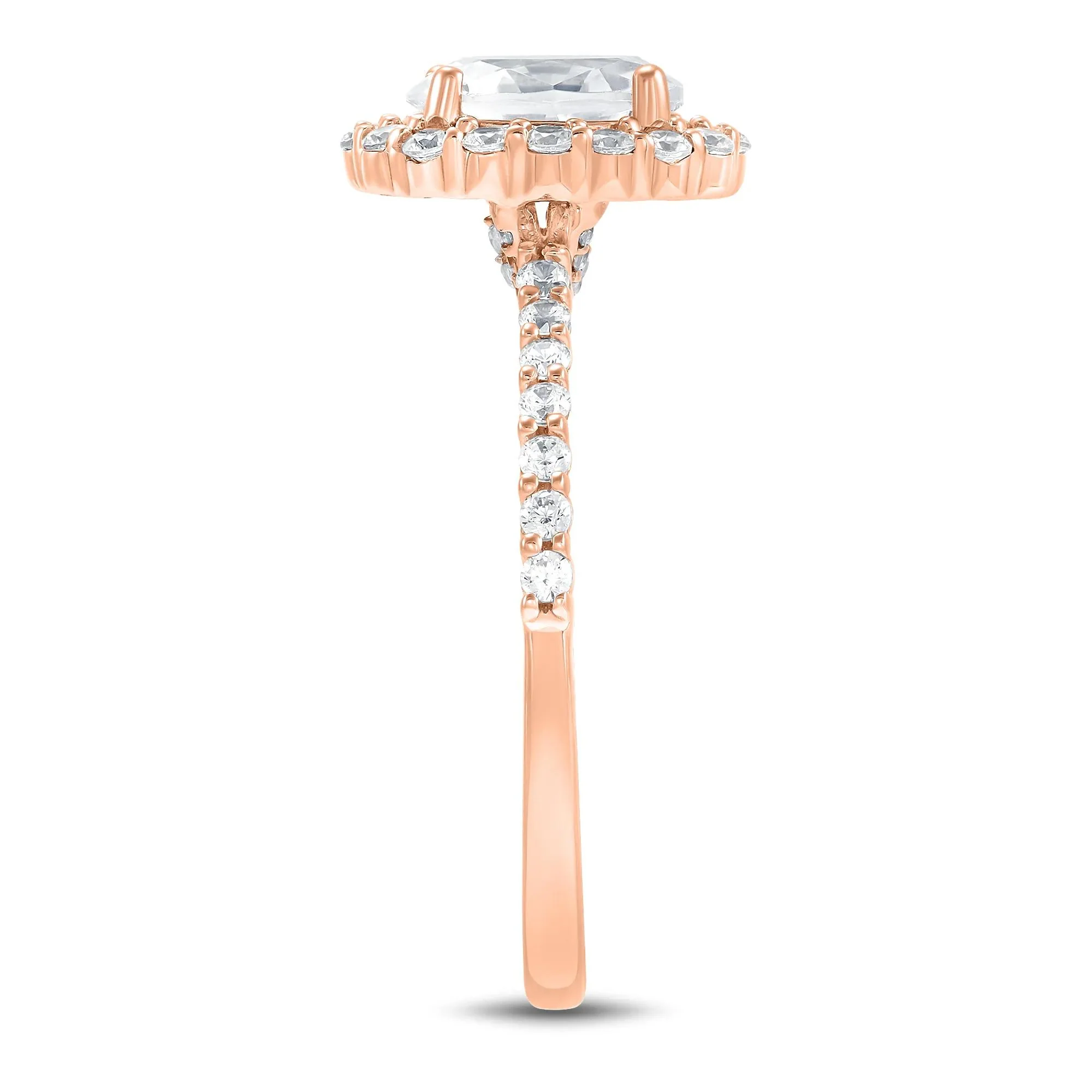 1 3/4 CT. Tw. Lab Grown Diamond Oval Halo Engagement Ring 14K Rose Gold Size 6 1mm - Image 3