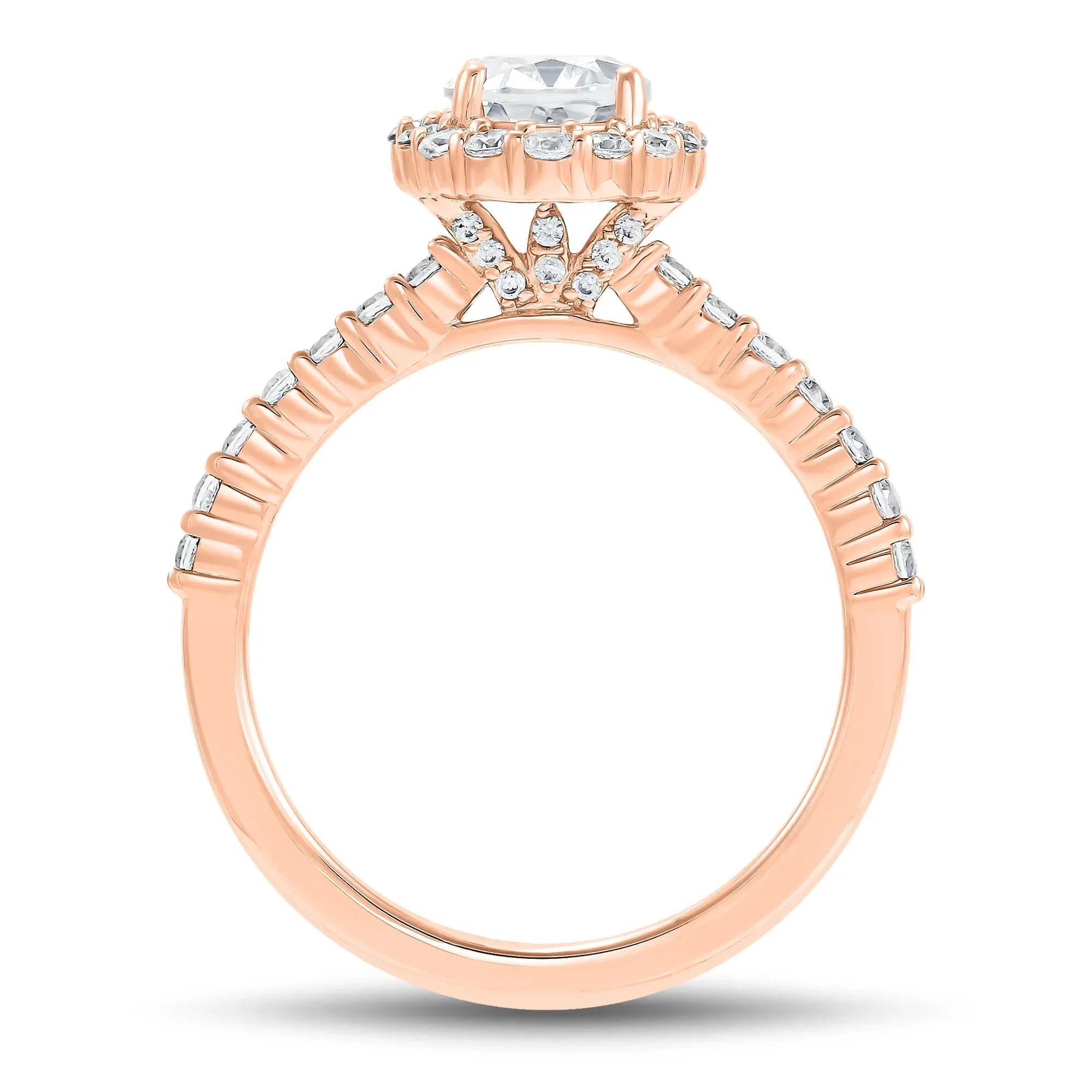 1 3/4 CT. Tw. Lab Grown Diamond Oval Halo Engagement Ring 14K Rose Gold Size 7 1mm - Image 2