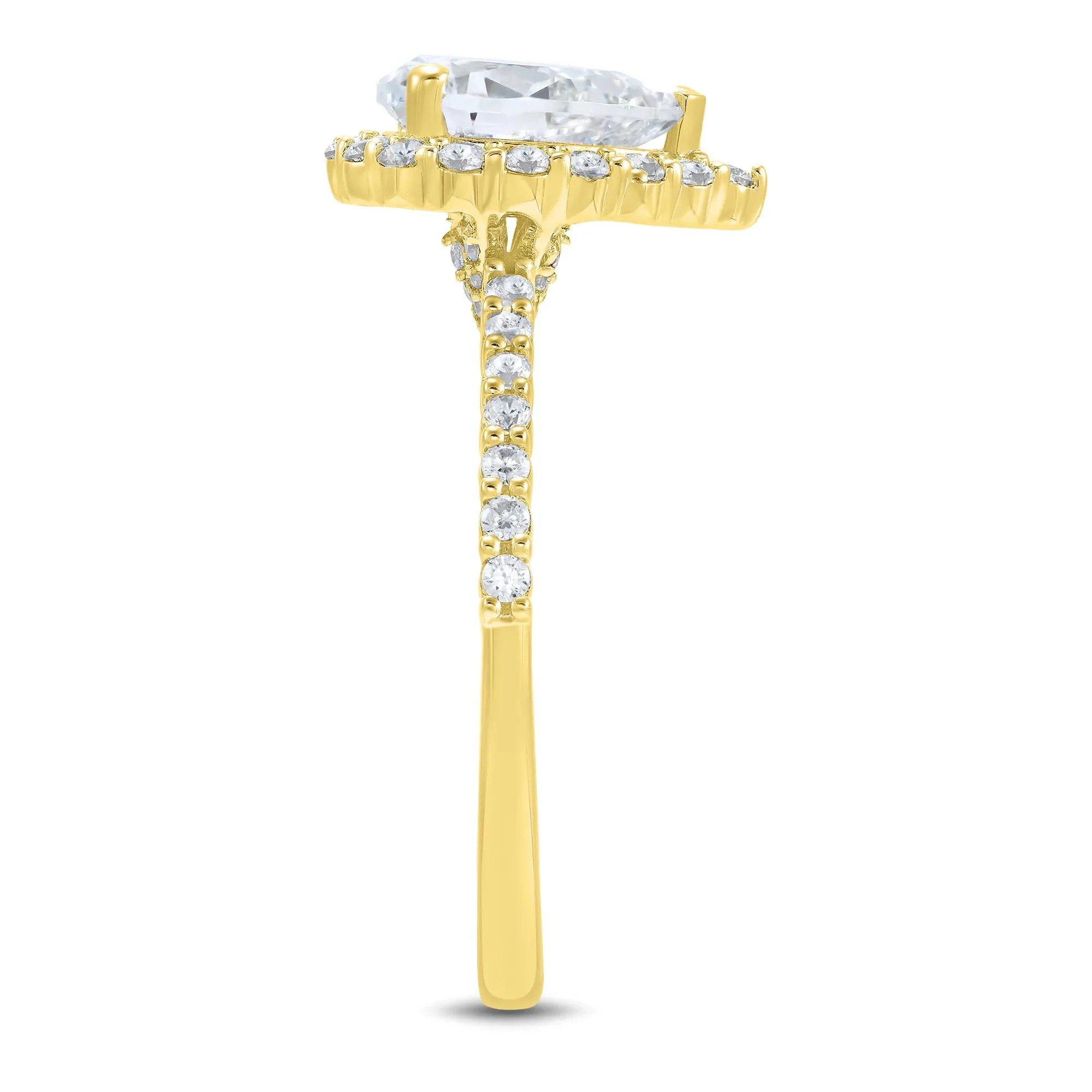 1 3/4 CT. Tw. Lab Grown Diamond Pear-Shaped Halo Engagement Ring 14K Yellow Gold Size 6.5 1mm - Image 3