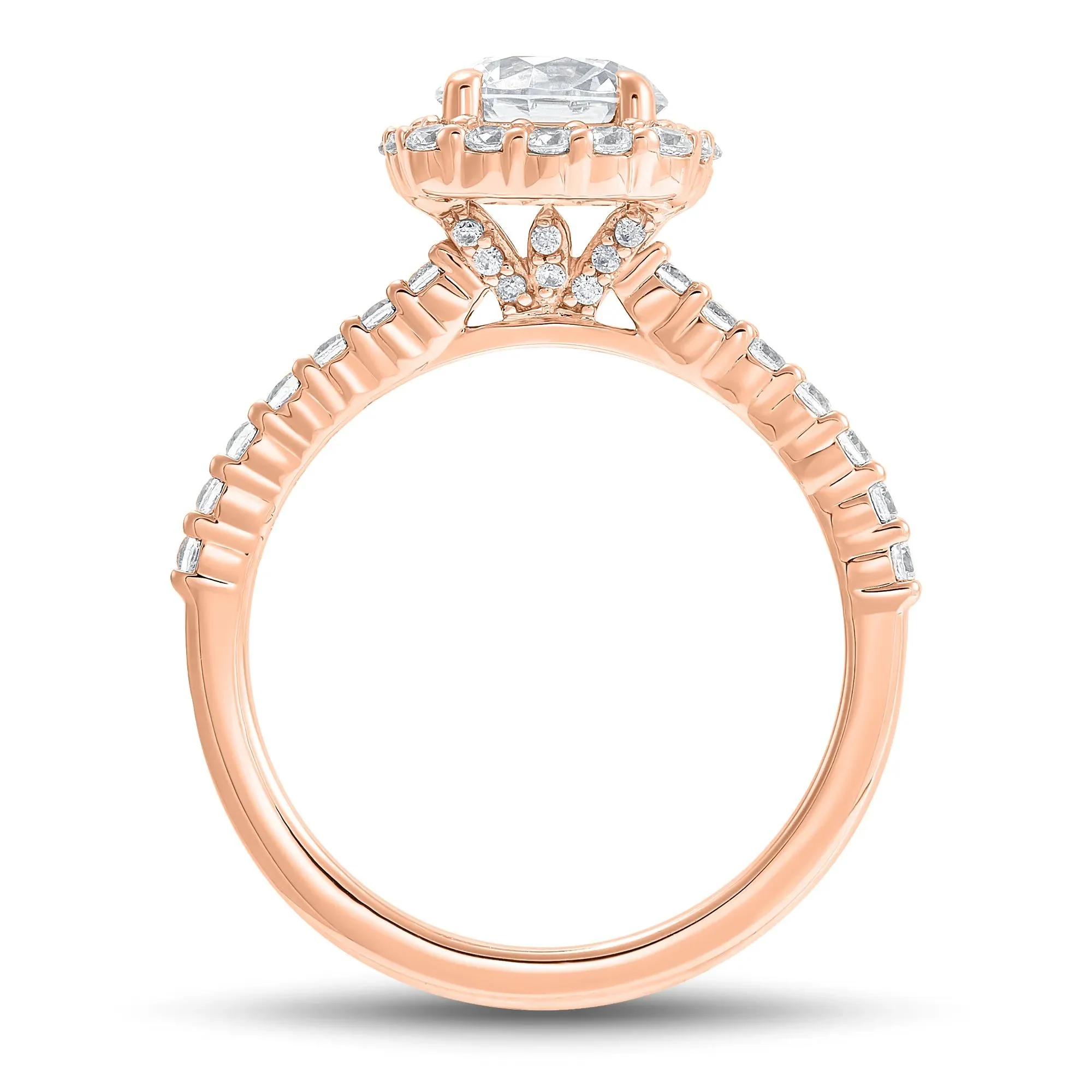 1 3/4 CT. Tw. Lab Grown Diamond Cushion Halo Engagement Ring 14K Rose Gold Size 6 1mm - Image 2