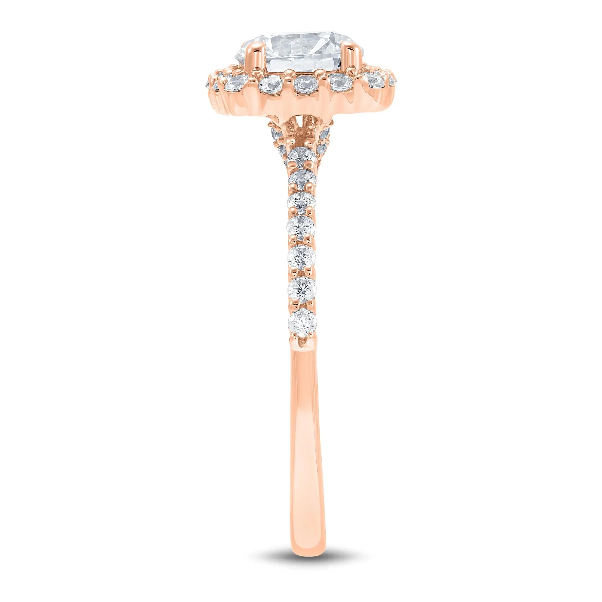 1 3/4 CT. Tw. Lab Grown Diamond Cushion Halo Engagement Ring 14K Rose Gold Size 6 1mm - Image 3