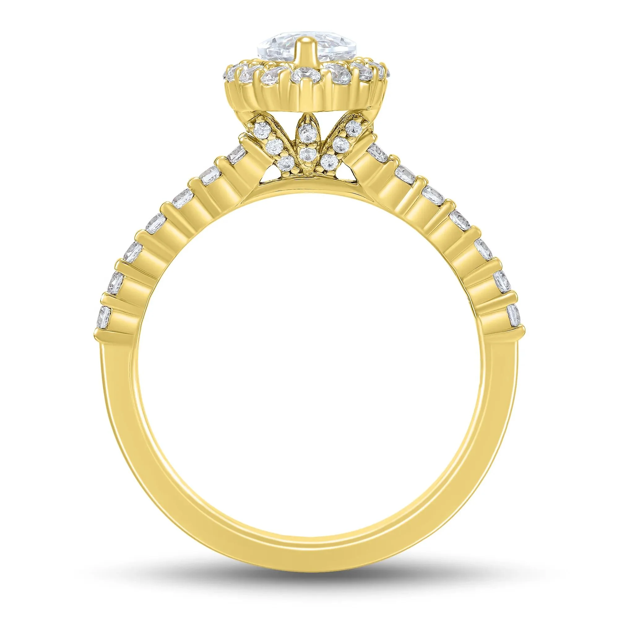 1 3/4 CT. Tw. Lab Grown Diamond Marquise Halo Engagement Ring 14K Yellow Gold Size 6 1mm - Image 3