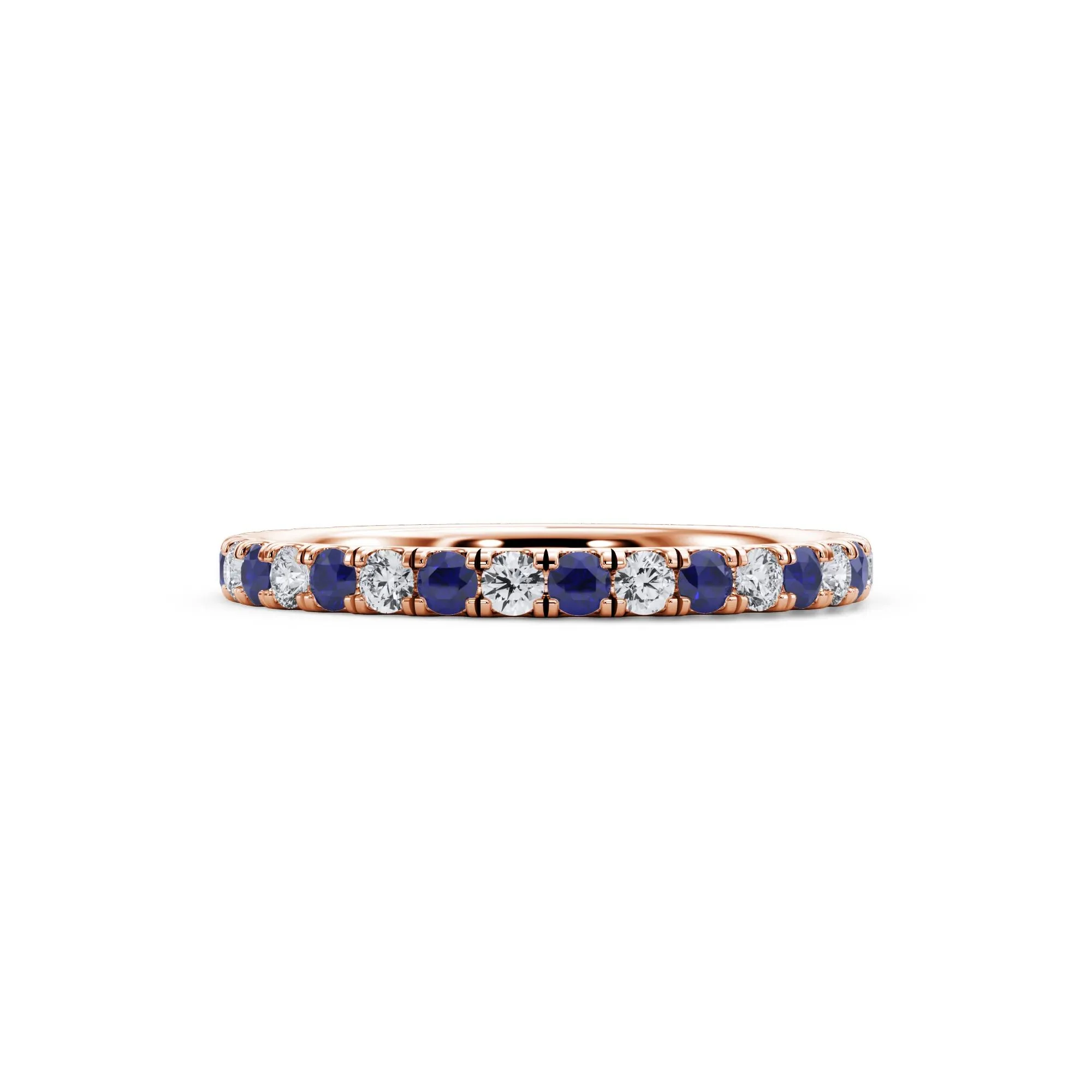 1/3 CT. Tw. Lab Grown Diamond & Lab-Created Sapphire Anniversary Band Ring 14K Rose Gold Size 7.5 3mm