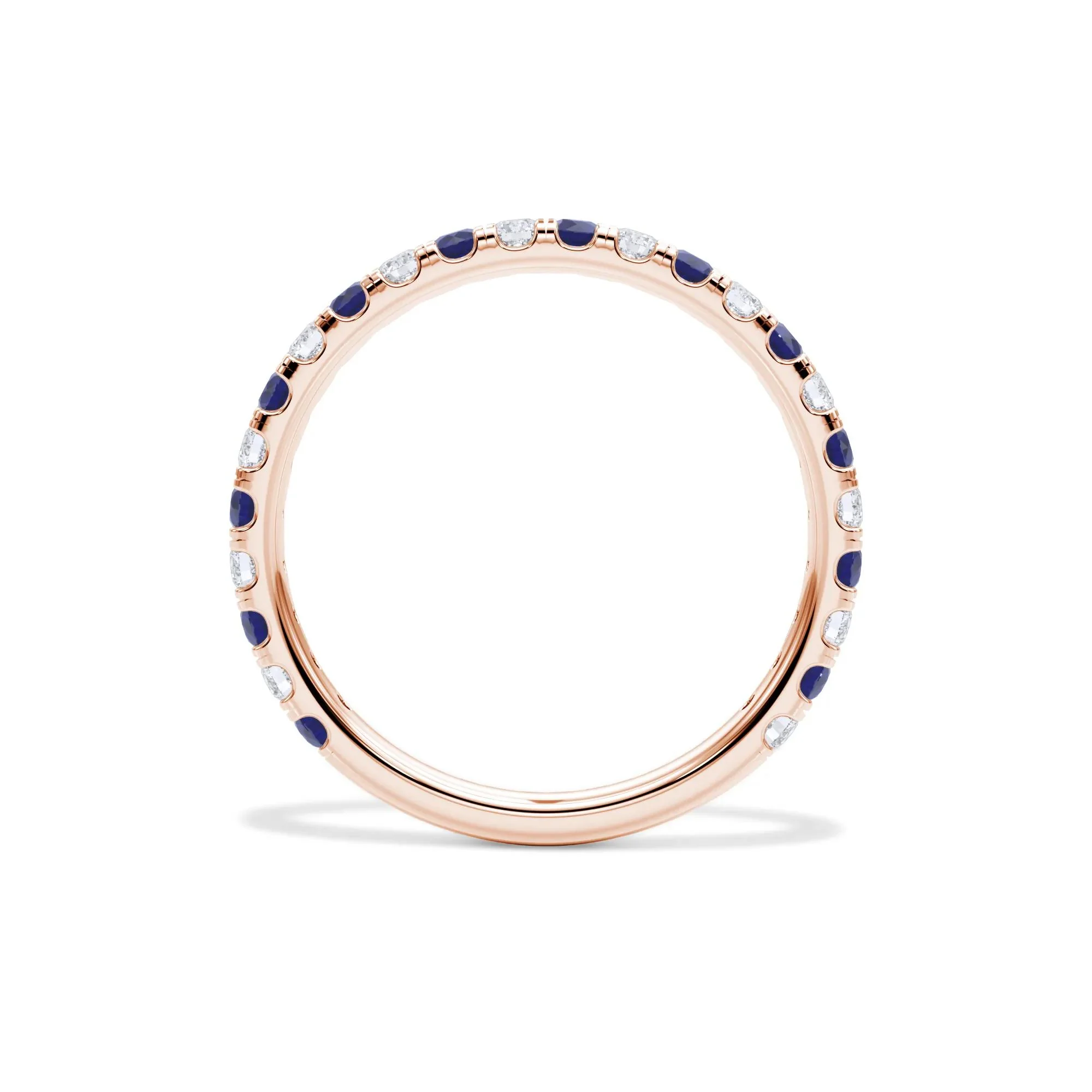 1/3 CT. Tw. Lab Grown Diamond & Lab-Created Sapphire Anniversary Band Ring 14K Rose Gold Size 7.5 3mm - Image 2