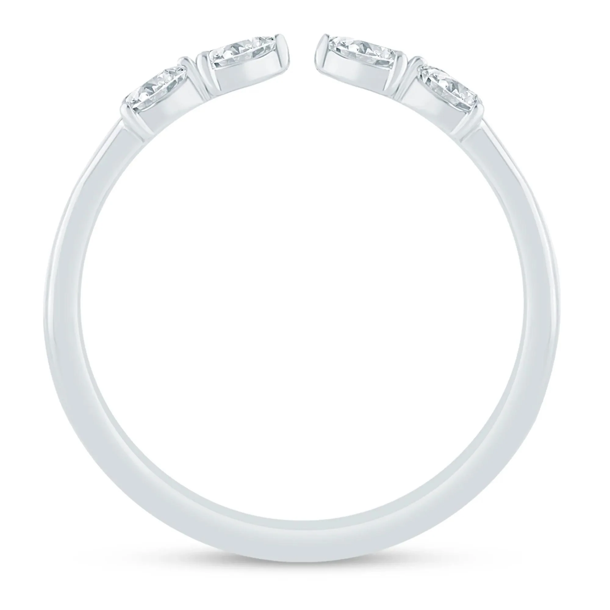 1/7 CT. Tw. Pear-Shaped Lab Grown Diamond Open Anniversary Band Ring 14K White Gold Size 5 2mm - Image 2