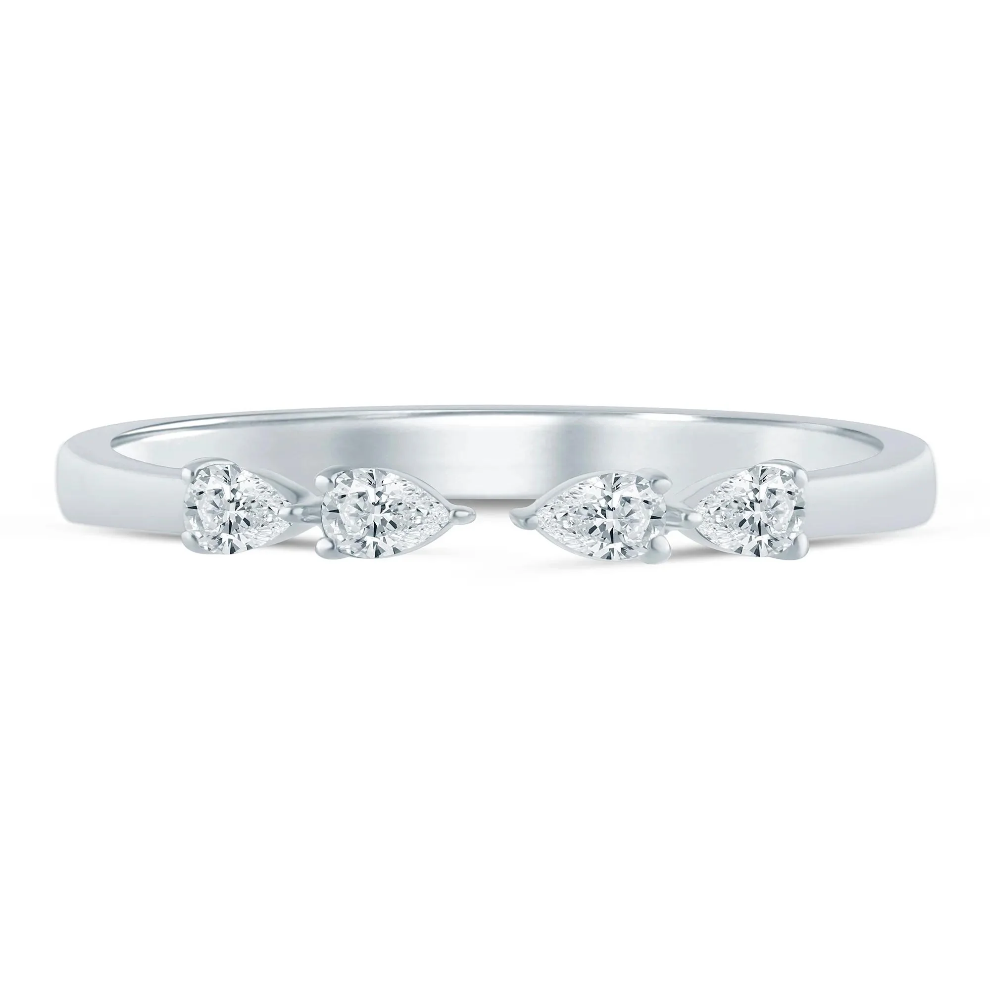1/7 CT. Tw. Pear-Shaped Lab Grown Diamond Open Anniversary Band Ring 14K White Gold Size 7.5 2mm