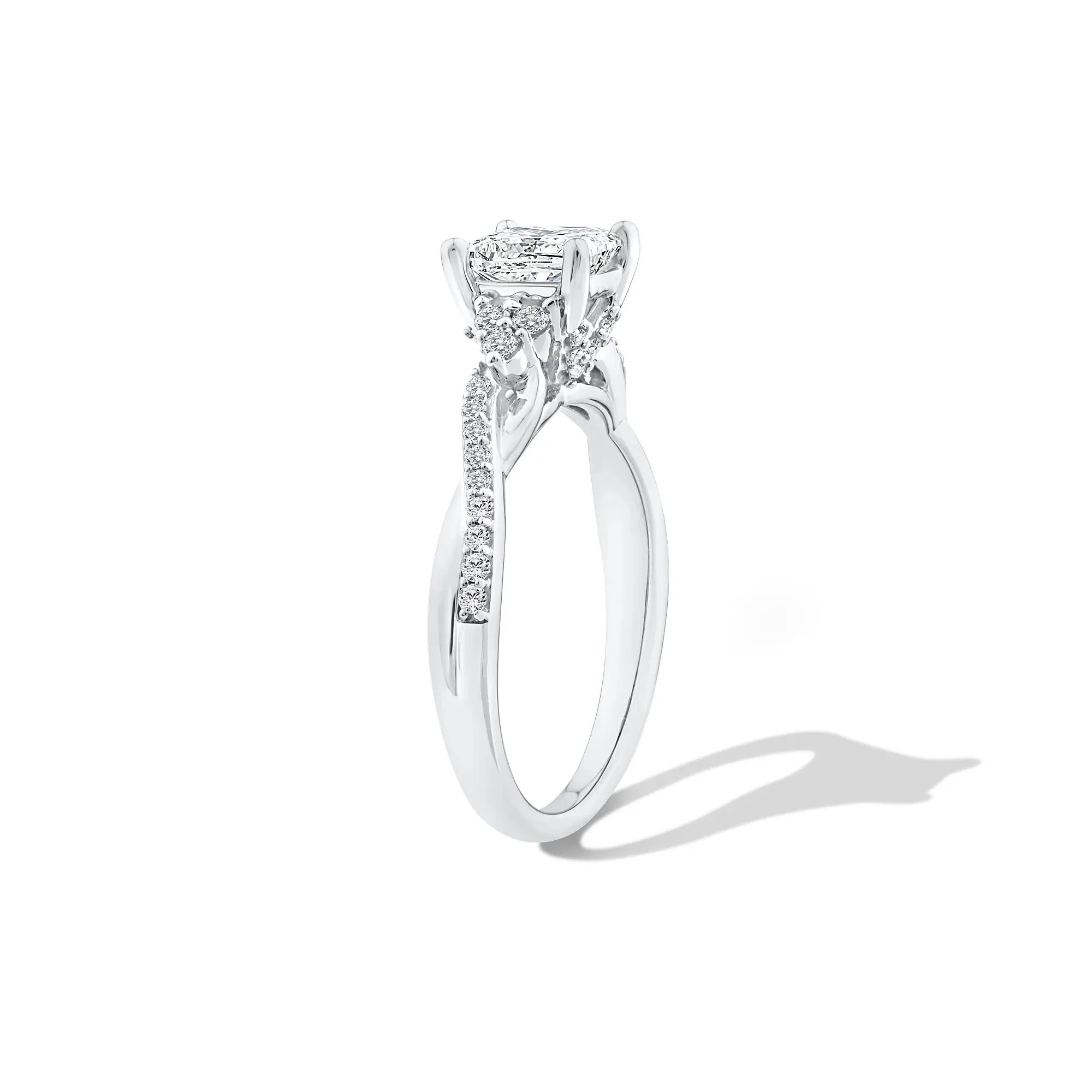 1/4 CT. Tw. Lab Grown Diamond Princess-Cut Center Engagement Ring 10K White Gold Size 6 - Image 3