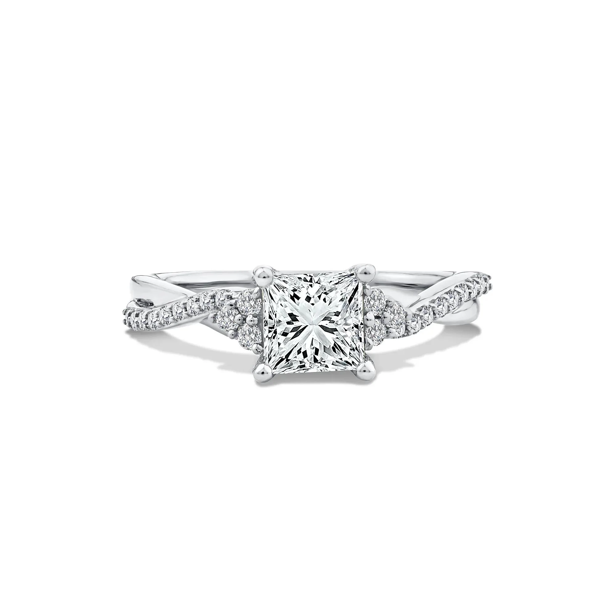 1/4 CT. Tw. Lab Grown Diamond Princess-Cut Center Engagement Ring 10K White Gold Size 8.5
