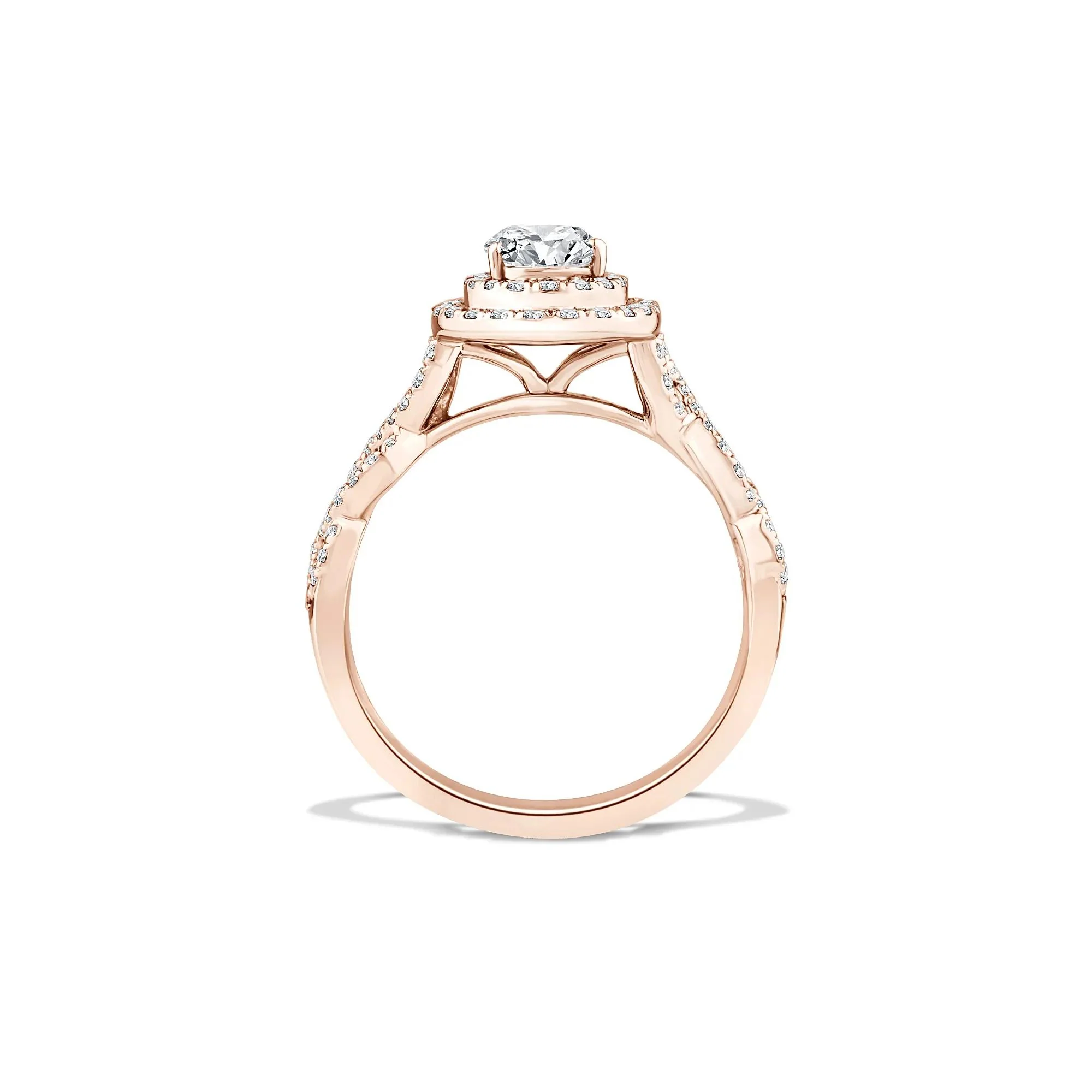 1/5 CT. Tw. Lab Grown Diamond Pear-Shaped Center Halo Engagement Ring 10K Rose Gold Size 6 - Image 2