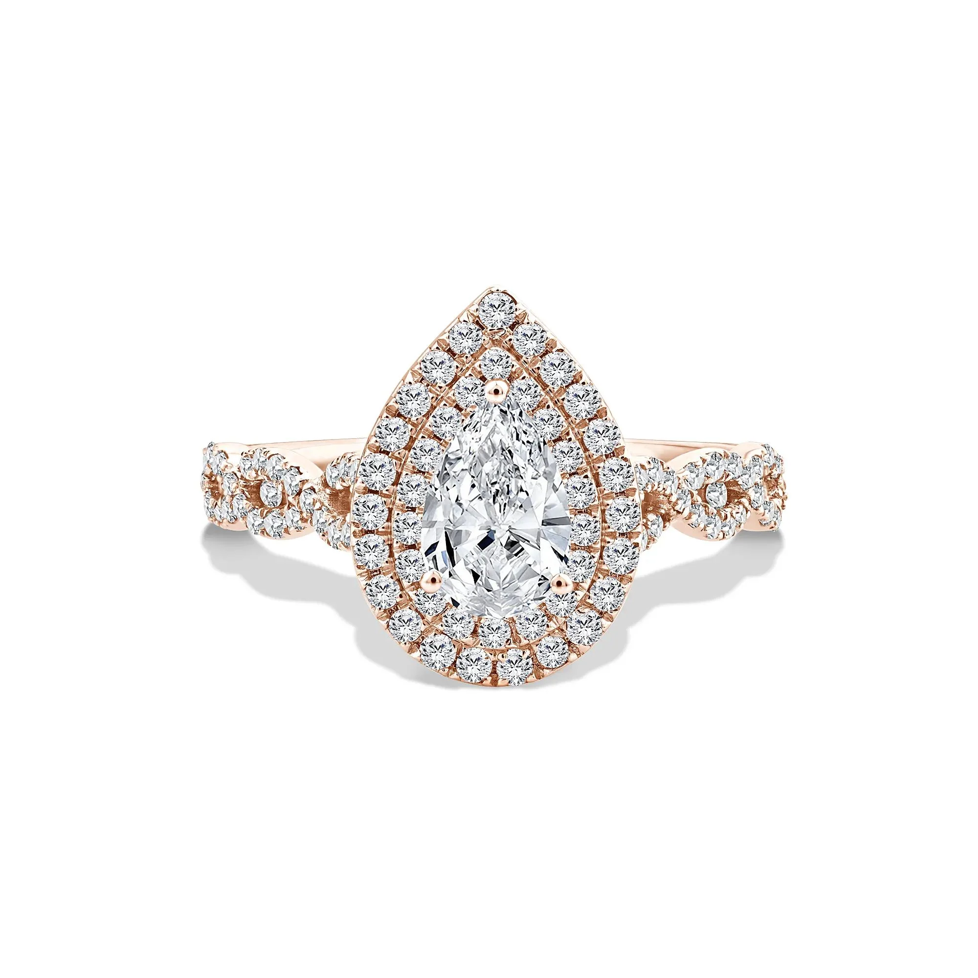 1/5 CT. Tw. Lab Grown Diamond Pear-Shaped Center Halo Engagement Ring 10K Rose Gold Size 7.5