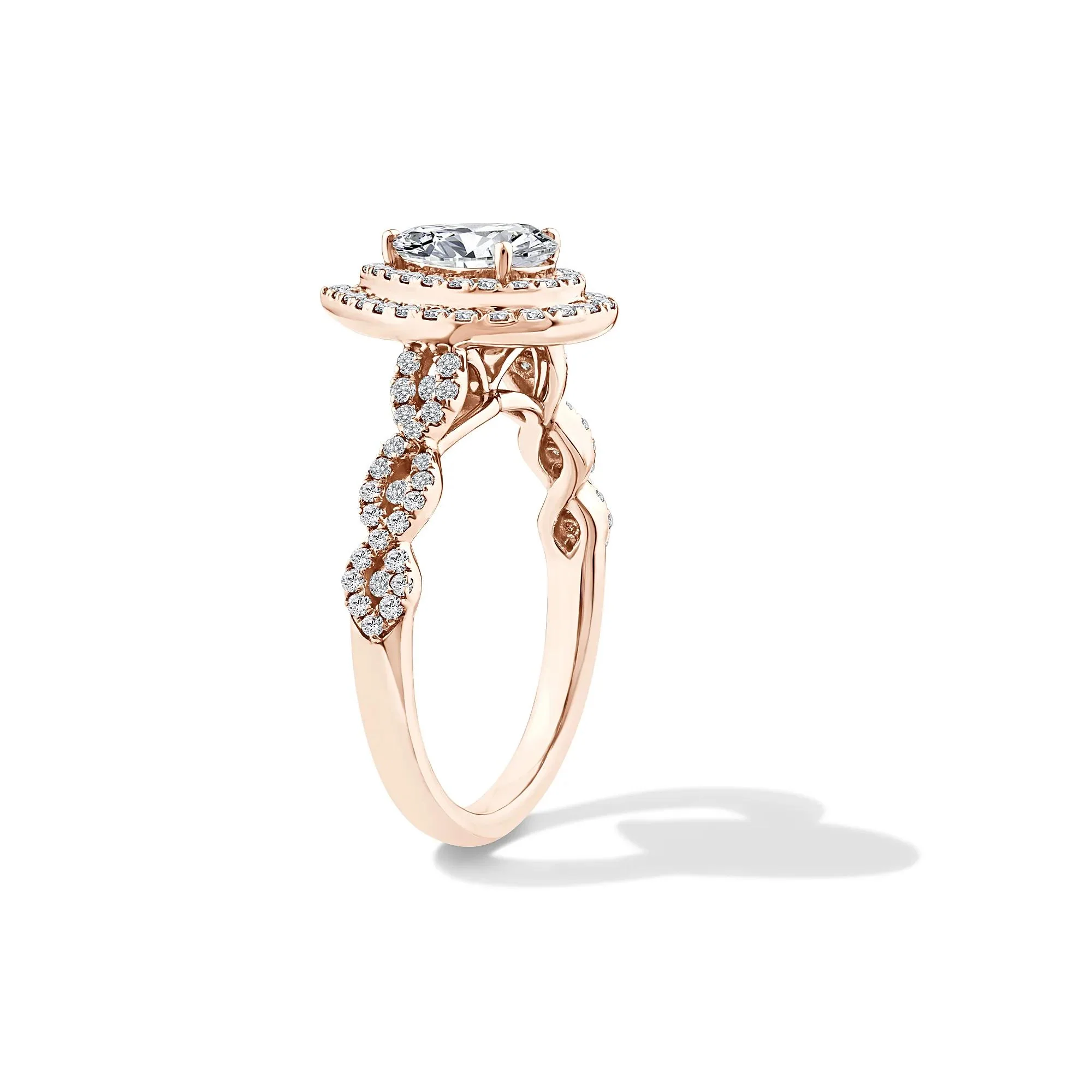 1/5 CT. Tw. Lab Grown Diamond Pear-Shaped Center Halo Engagement Ring 10K Rose Gold Size 7.5 - Image 3