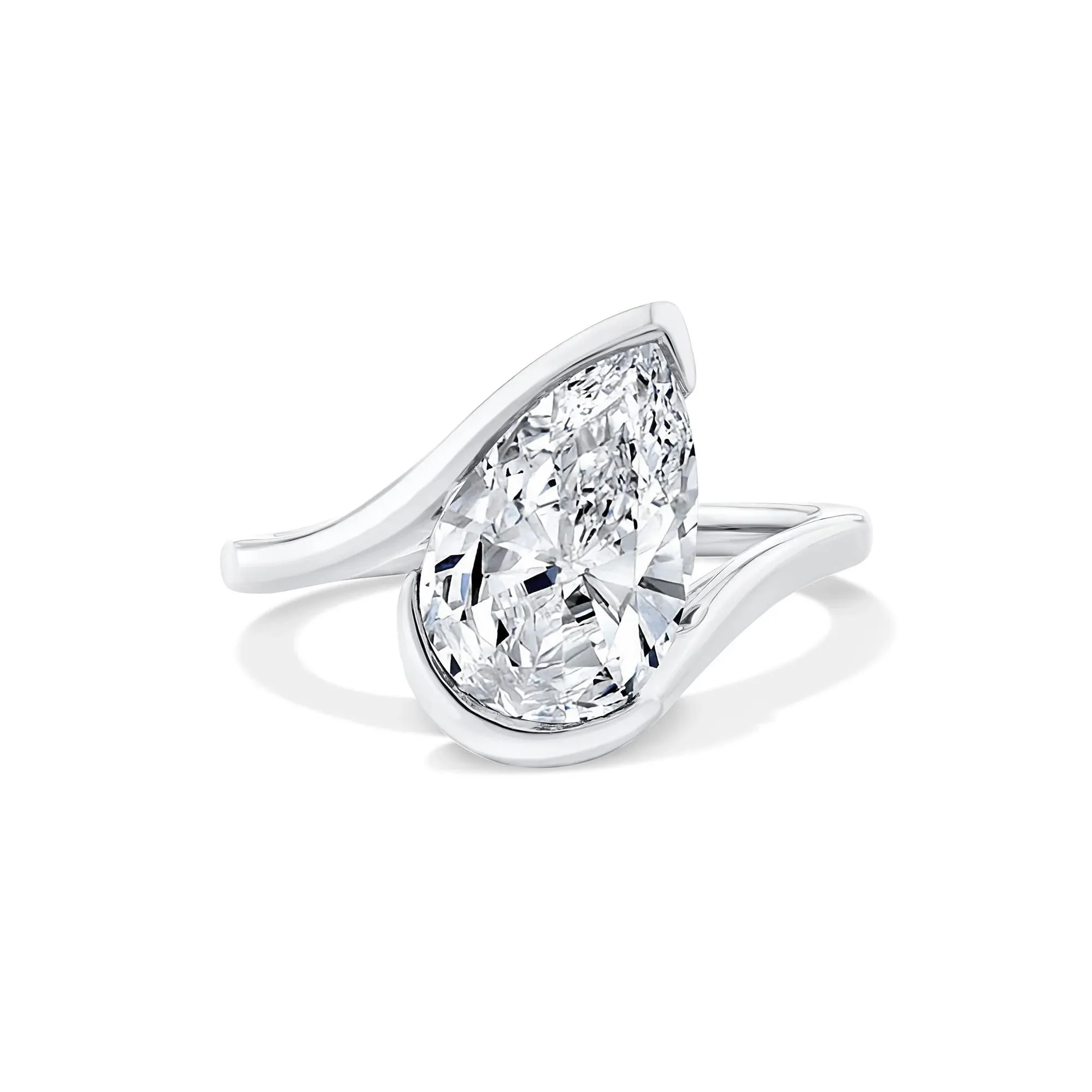 Lab Grown Diamond Pear-Shaped Solitaire Engagement Ring 14K White Gold (3 CT.) Size 6.5