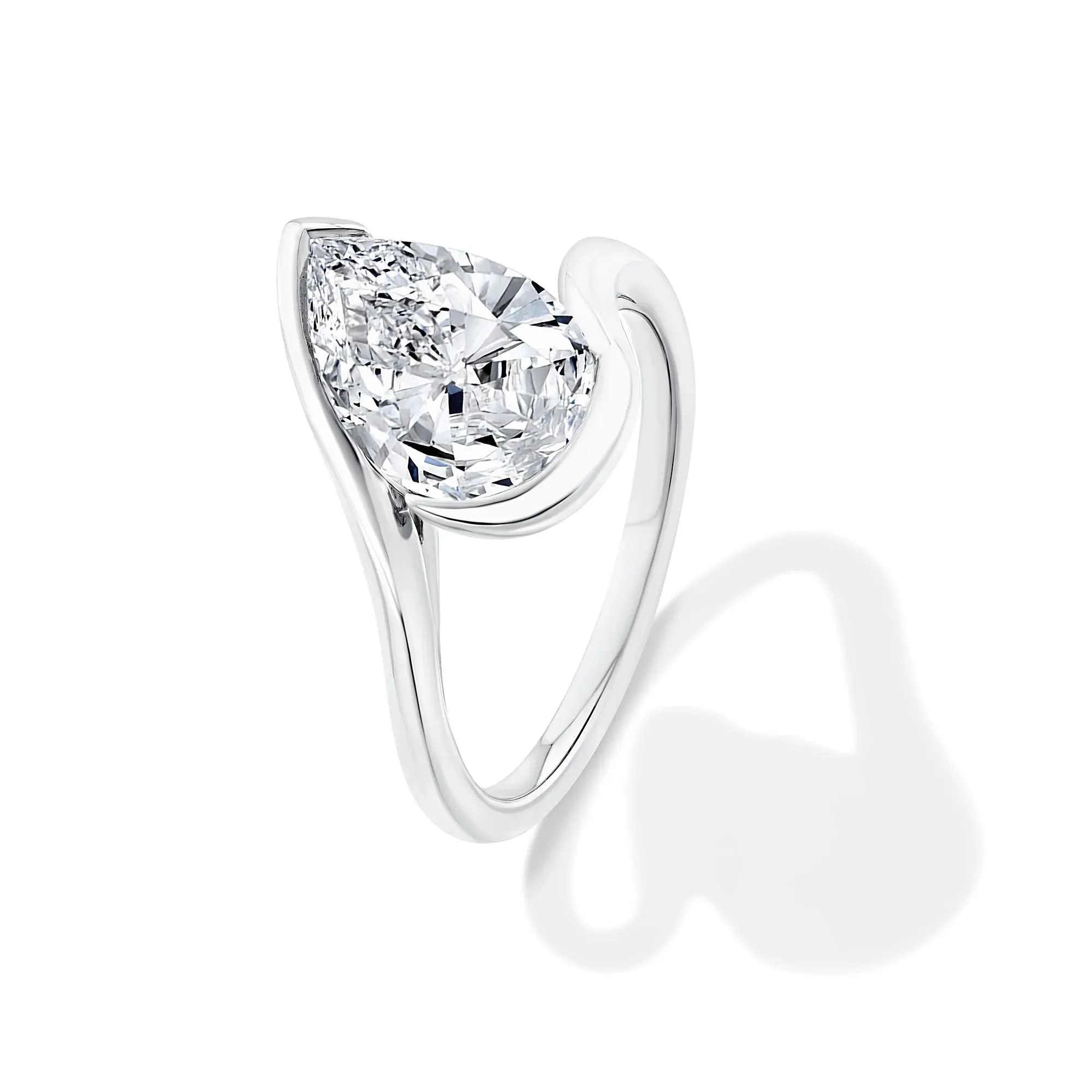 Lab Grown Diamond Pear-Shaped Solitaire Engagement Ring 14K White Gold (3 CT.) Size 7 - Image 4