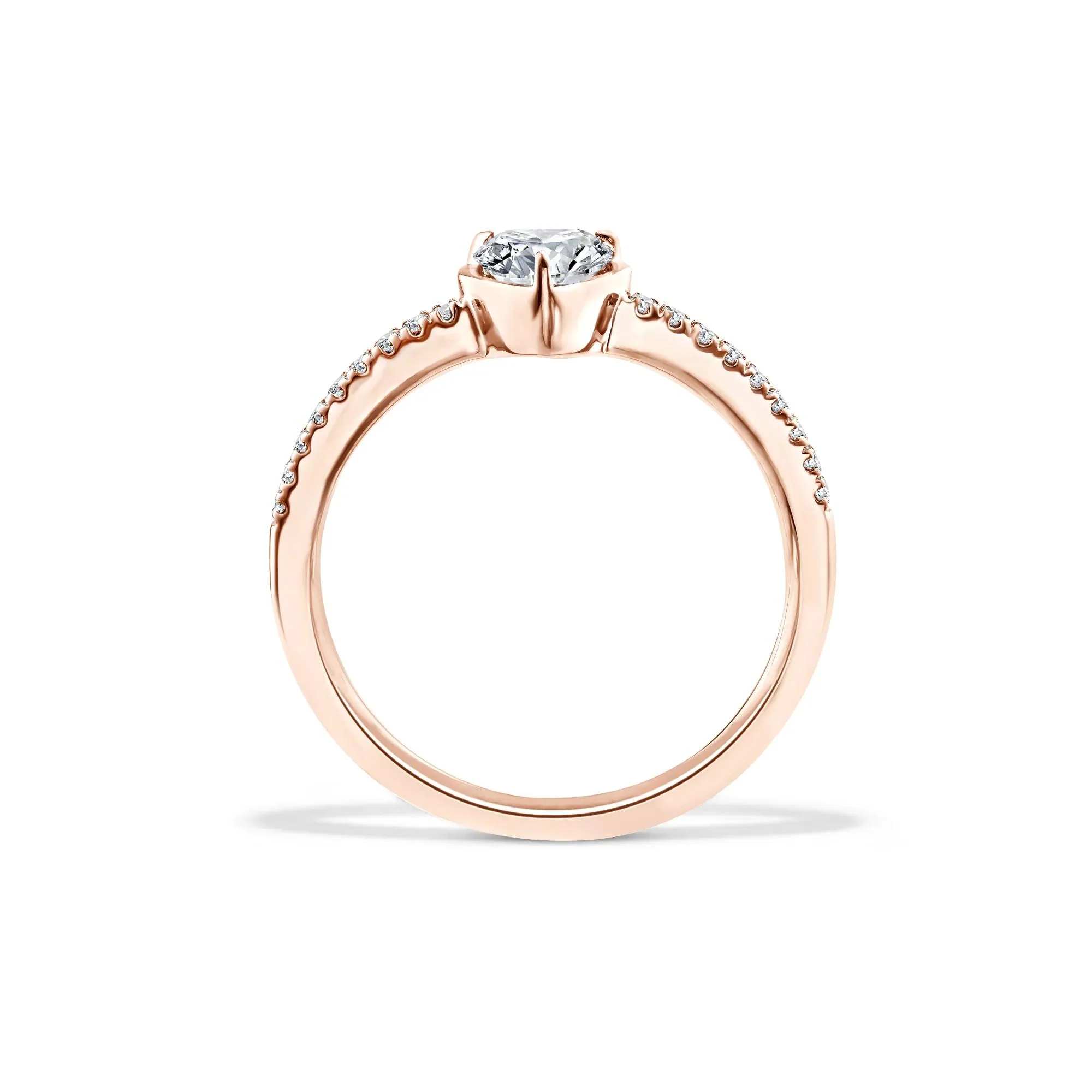 1/2 CT. Tw. Lab Grown Diamond Heart Center Promise Ring 10K Rose Gold Size 6 - Image 2