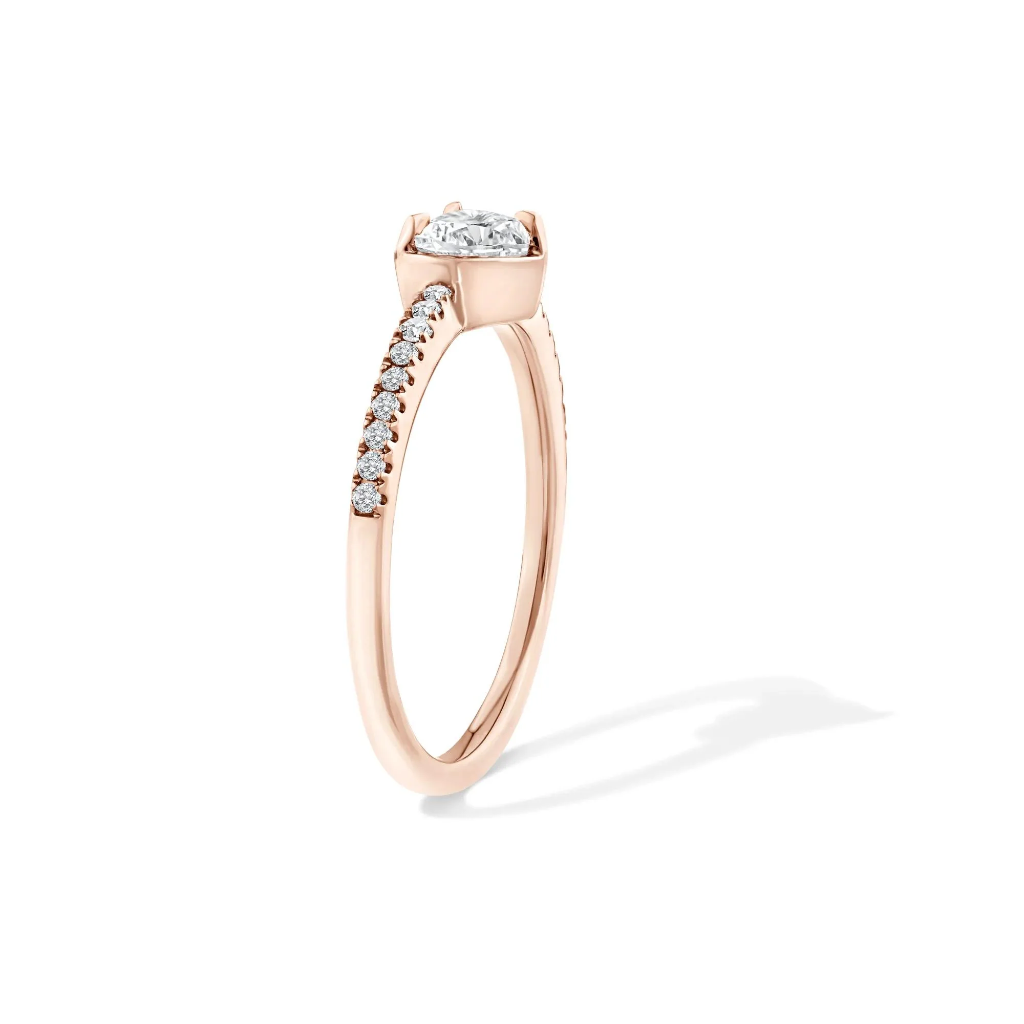 1/2 CT. Tw. Lab Grown Diamond Heart Center Promise Ring 10K Rose Gold Size 6.5 - Image 3