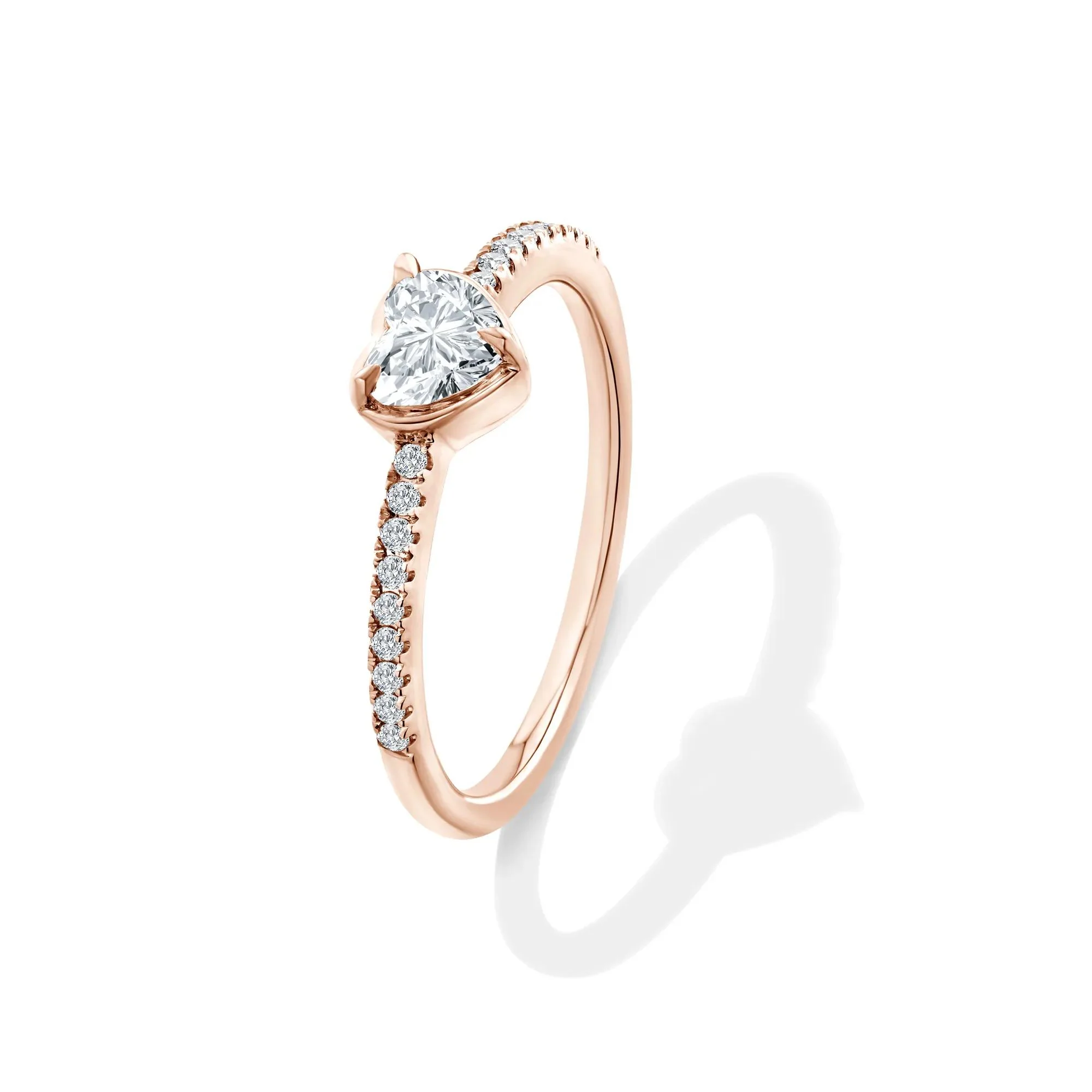 1/2 CT. Tw. Lab Grown Diamond Heart Center Promise Ring 10K Rose Gold Size 8.5 - Image 4