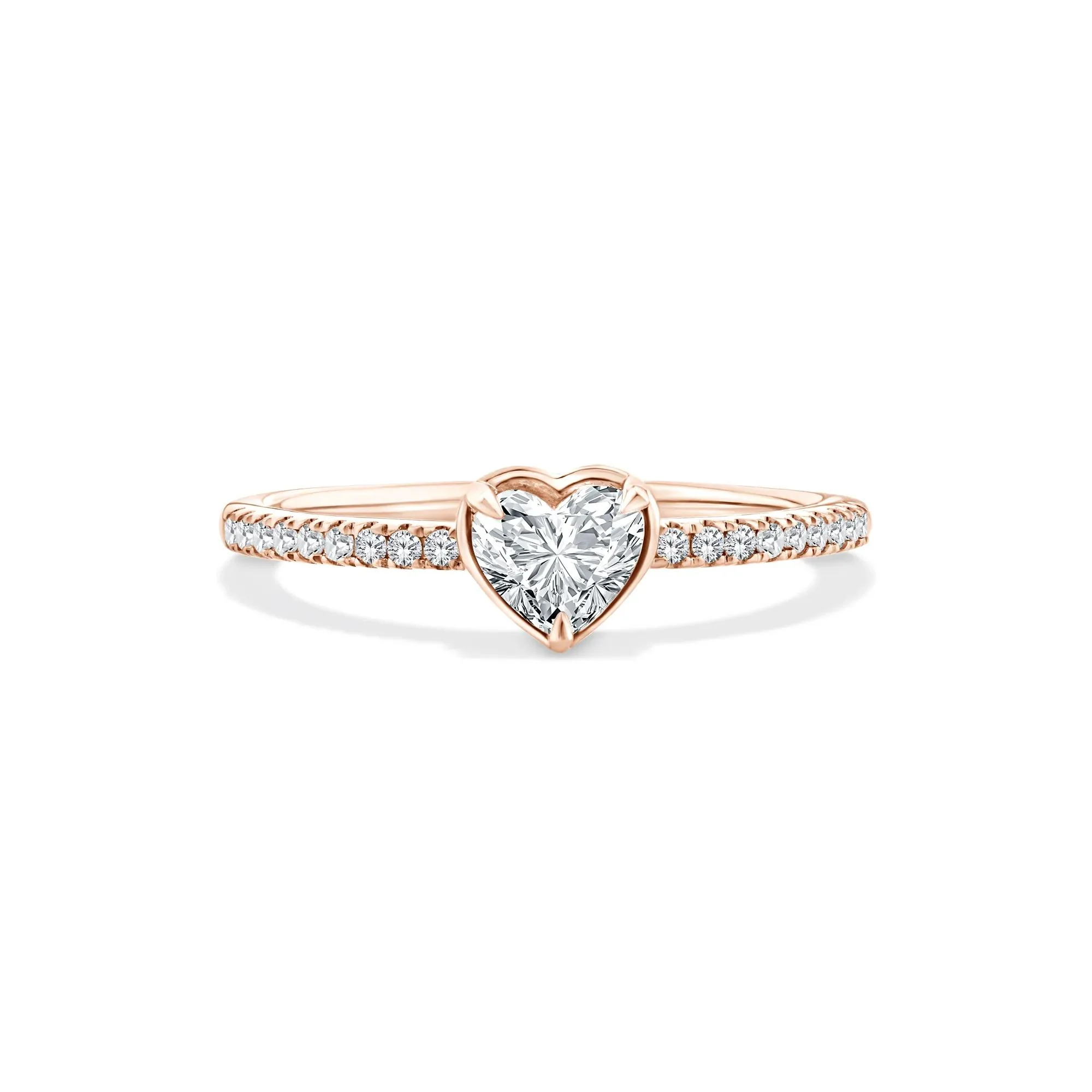 1/2 CT. Tw. Lab Grown Diamond Heart Center Promise Ring 10K Rose Gold Size 9