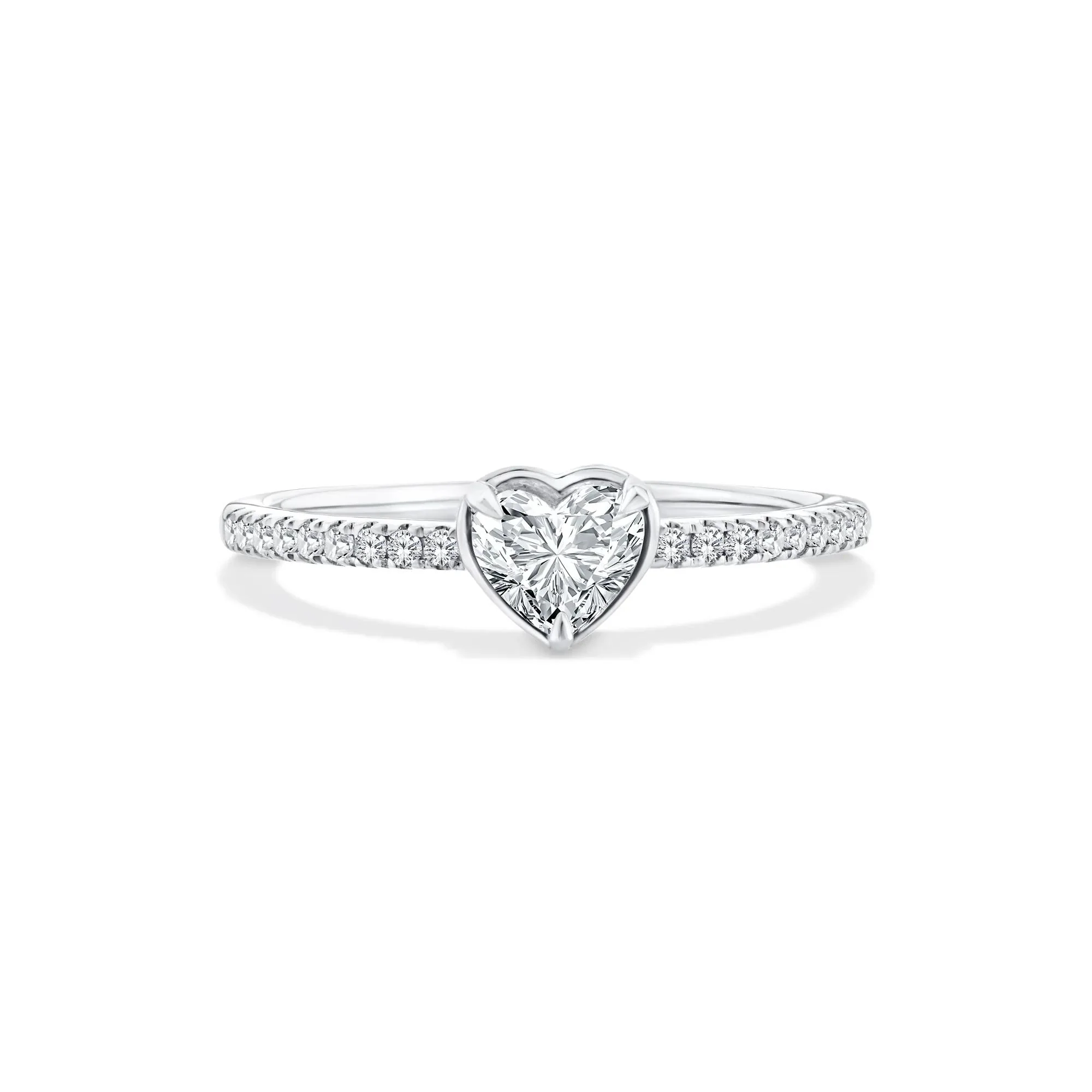 1/2 CT. Tw. Lab Grown Diamond Heart Center Promise Ring 10K White Gold Size 7