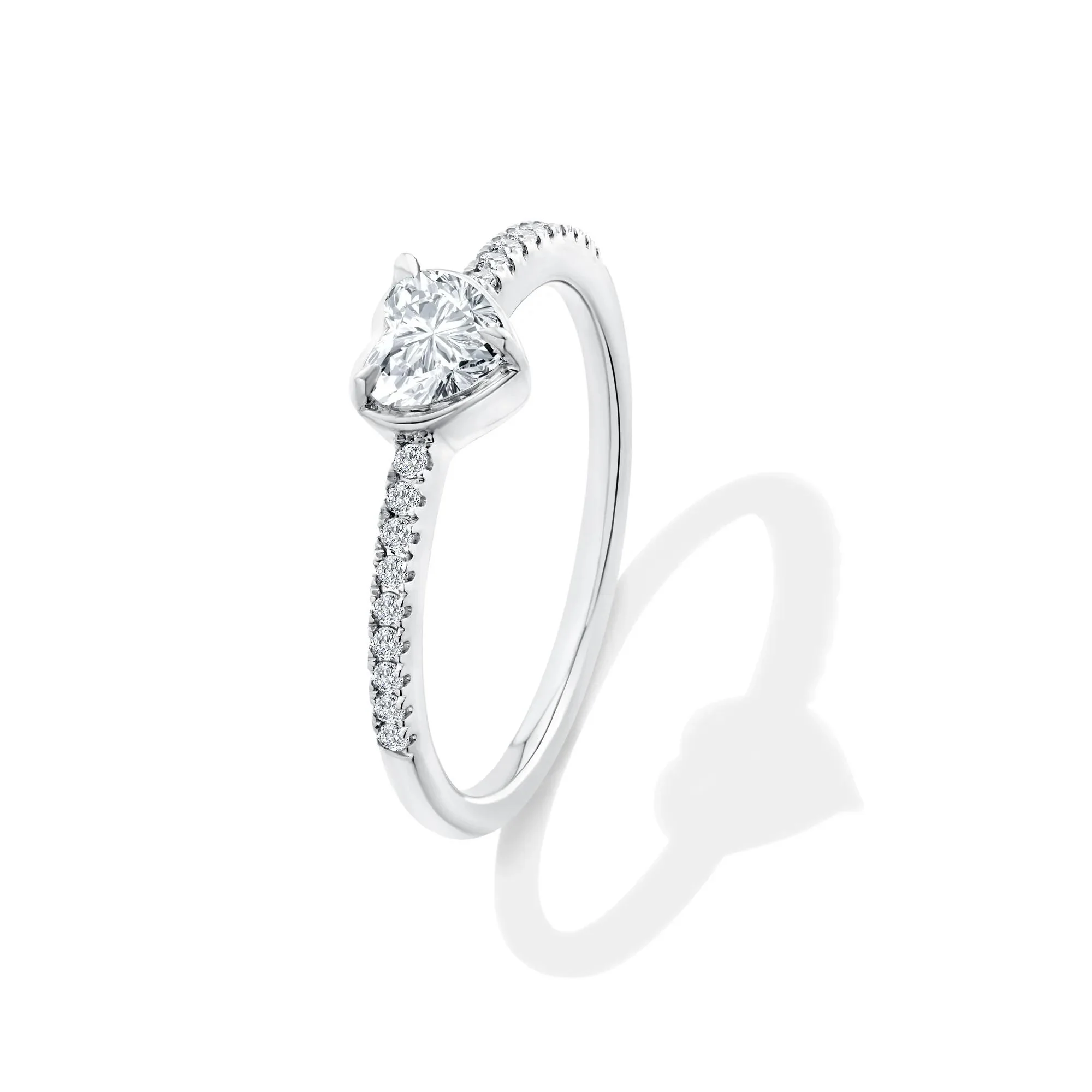 1/2 CT. Tw. Lab Grown Diamond Heart Center Promise Ring 10K White Gold Size 8 - Image 4