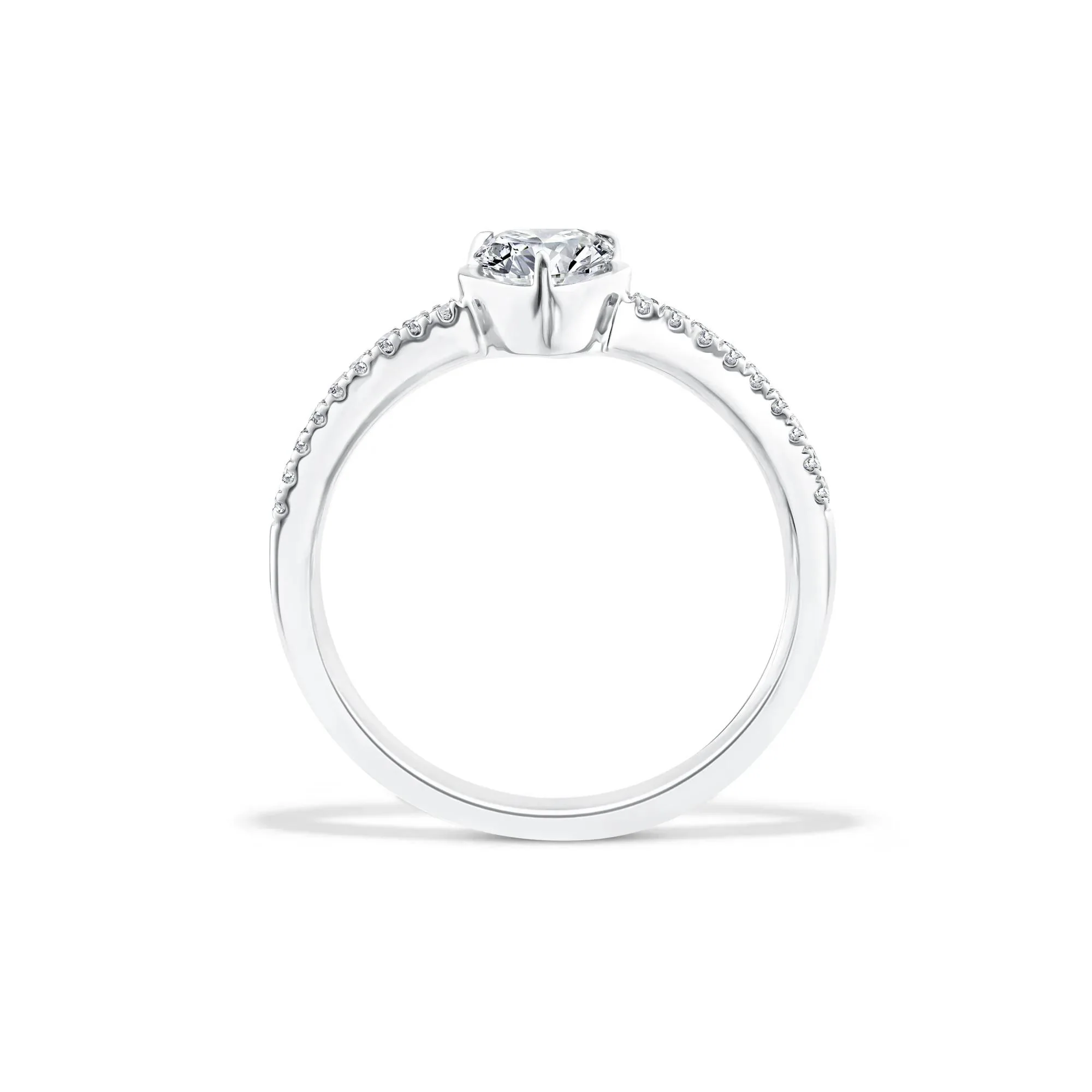 1/2 CT. Tw. Lab Grown Diamond Heart Center Promise Ring 10K White Gold Size 8.5 - Image 2